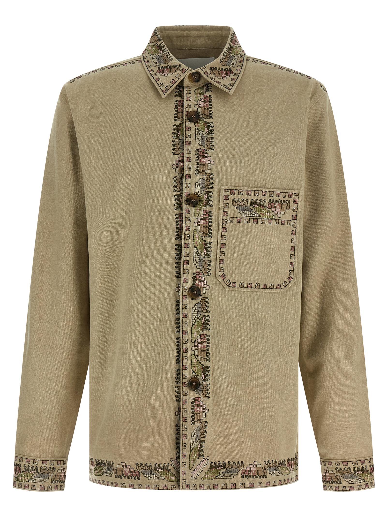Beige Cotton Dress Shirt