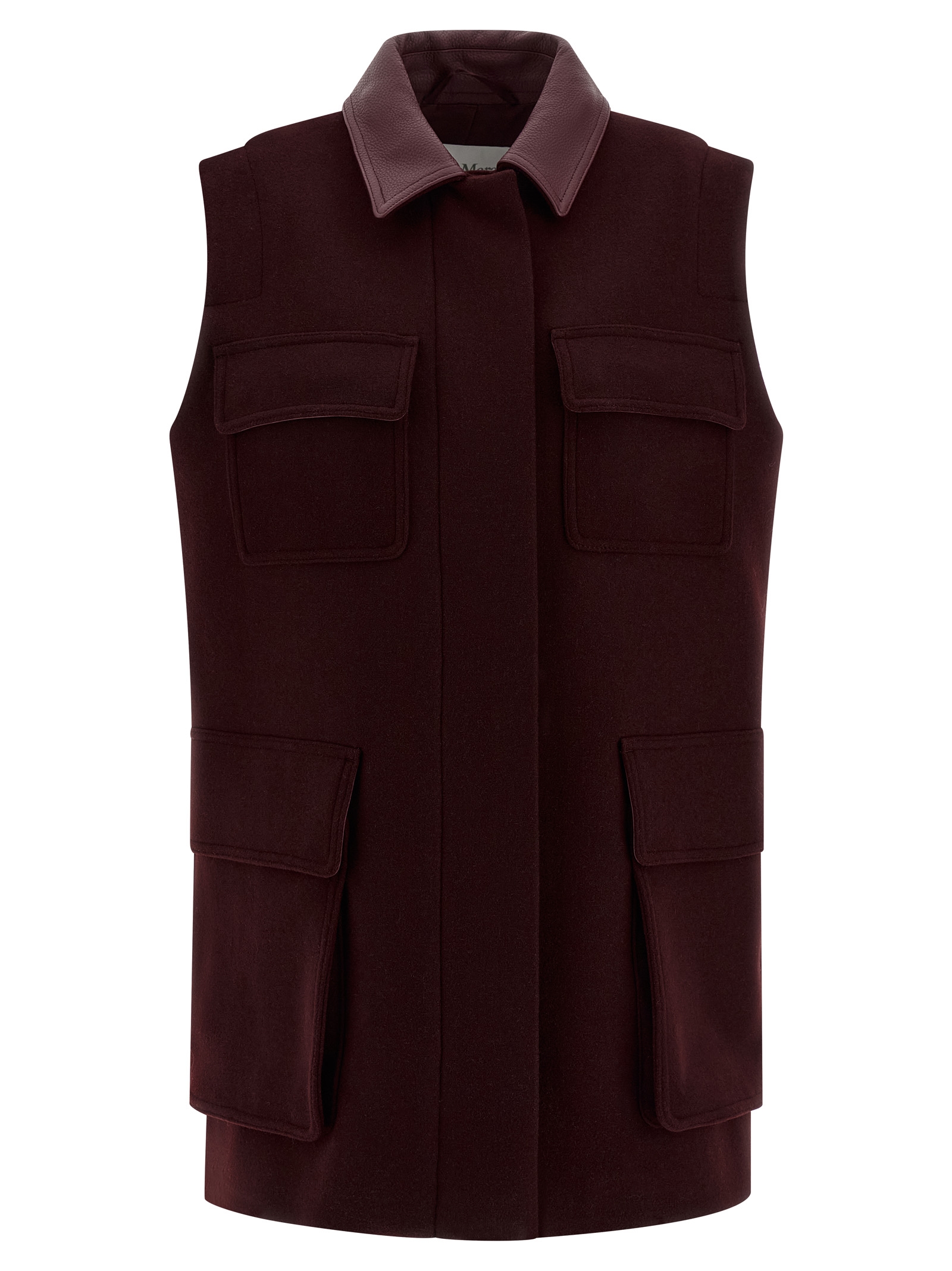 Bordeaux Virgin Wool Sleeveless Jacket