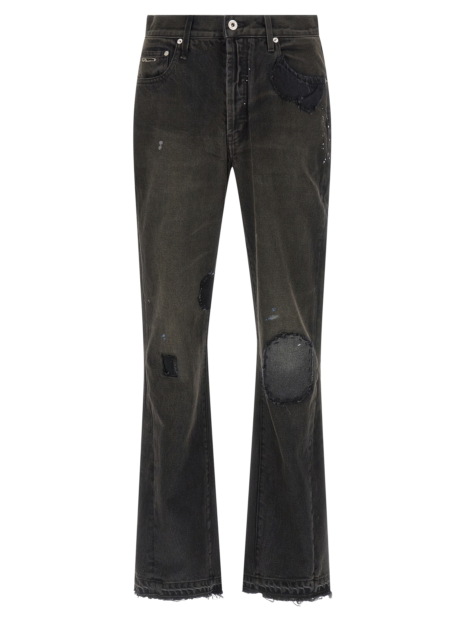 Black Cotton Flared Jeans