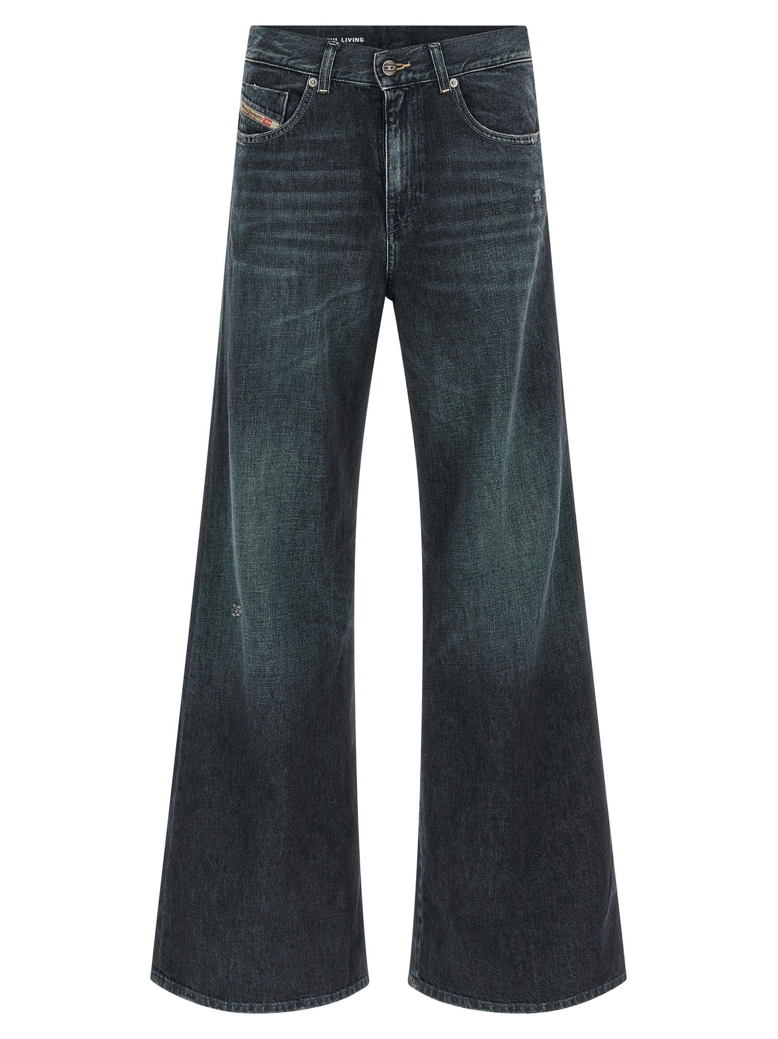 Blue Cotton Flared Jeans