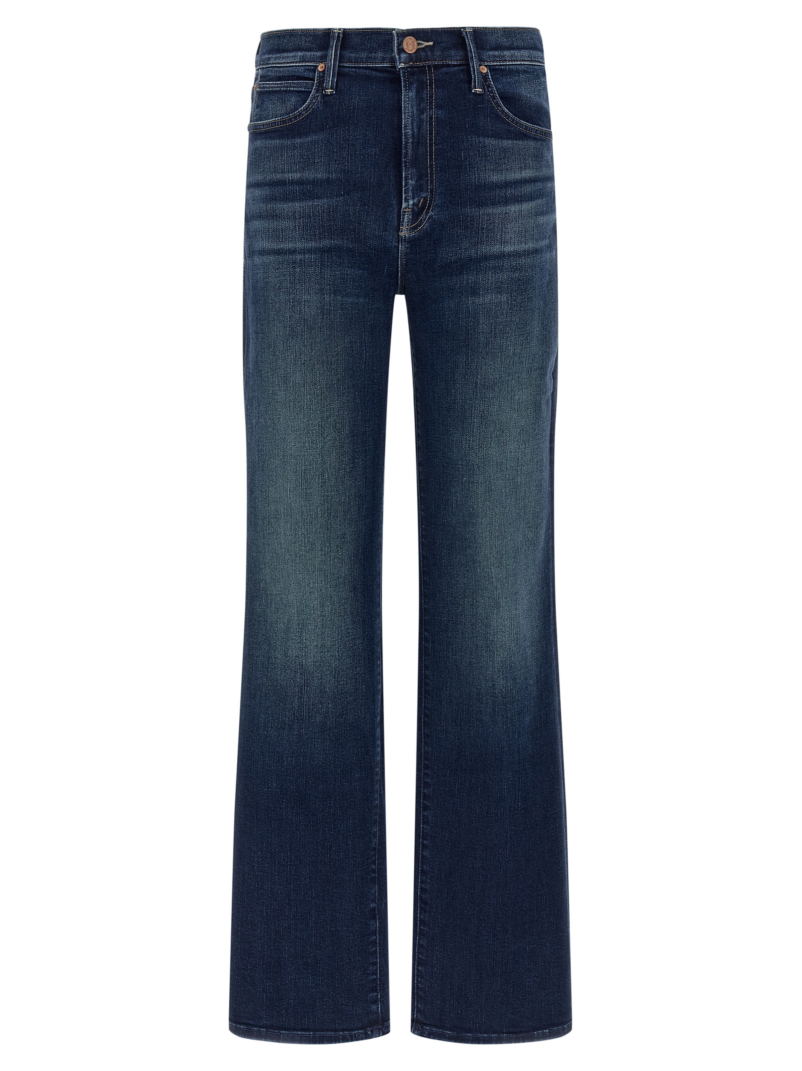 Blue Cotton Straight-Leg Jeans
