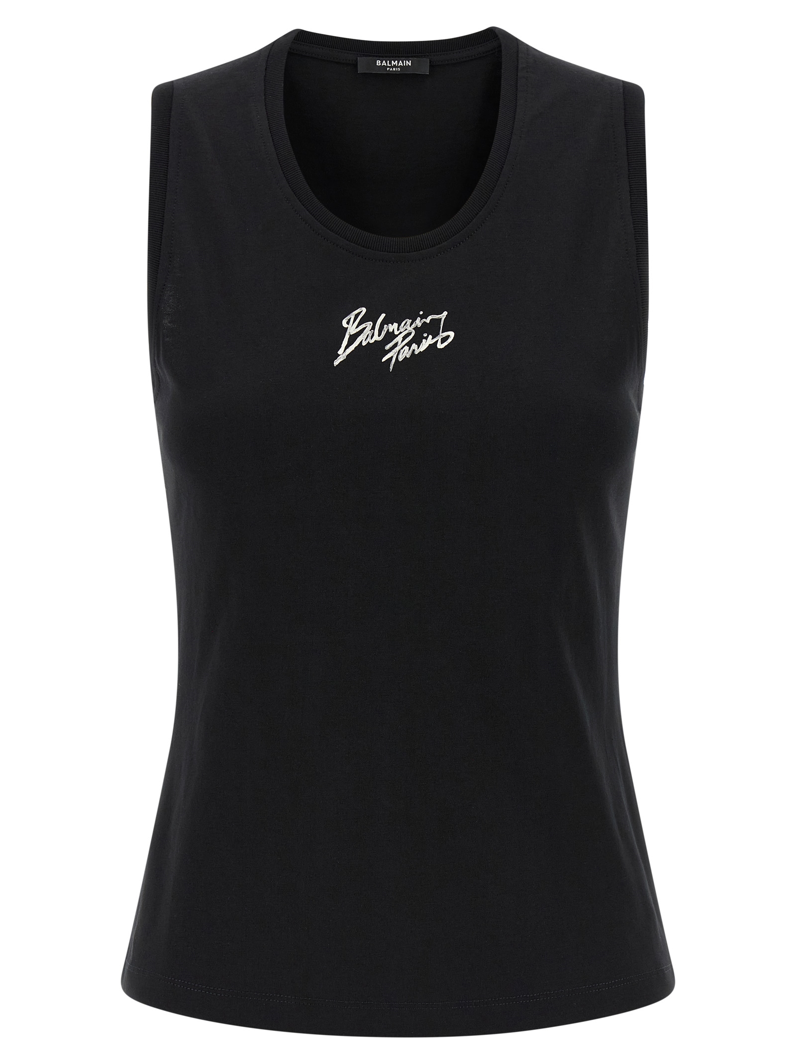 Black Cotton Sleeveles T-Shirt