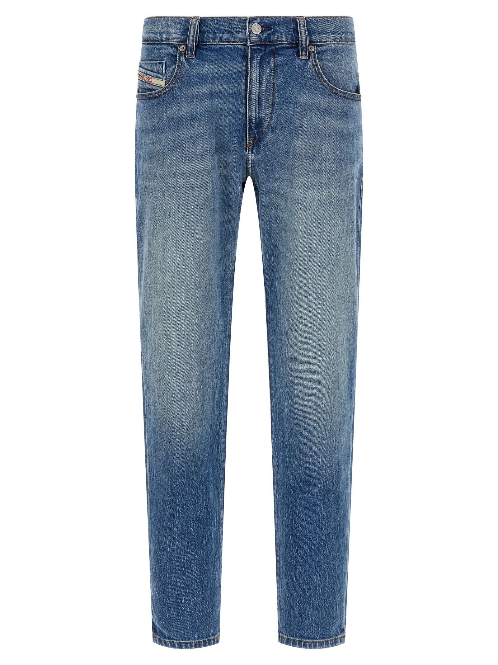 Blue Cotton Straight-Leg Jeans