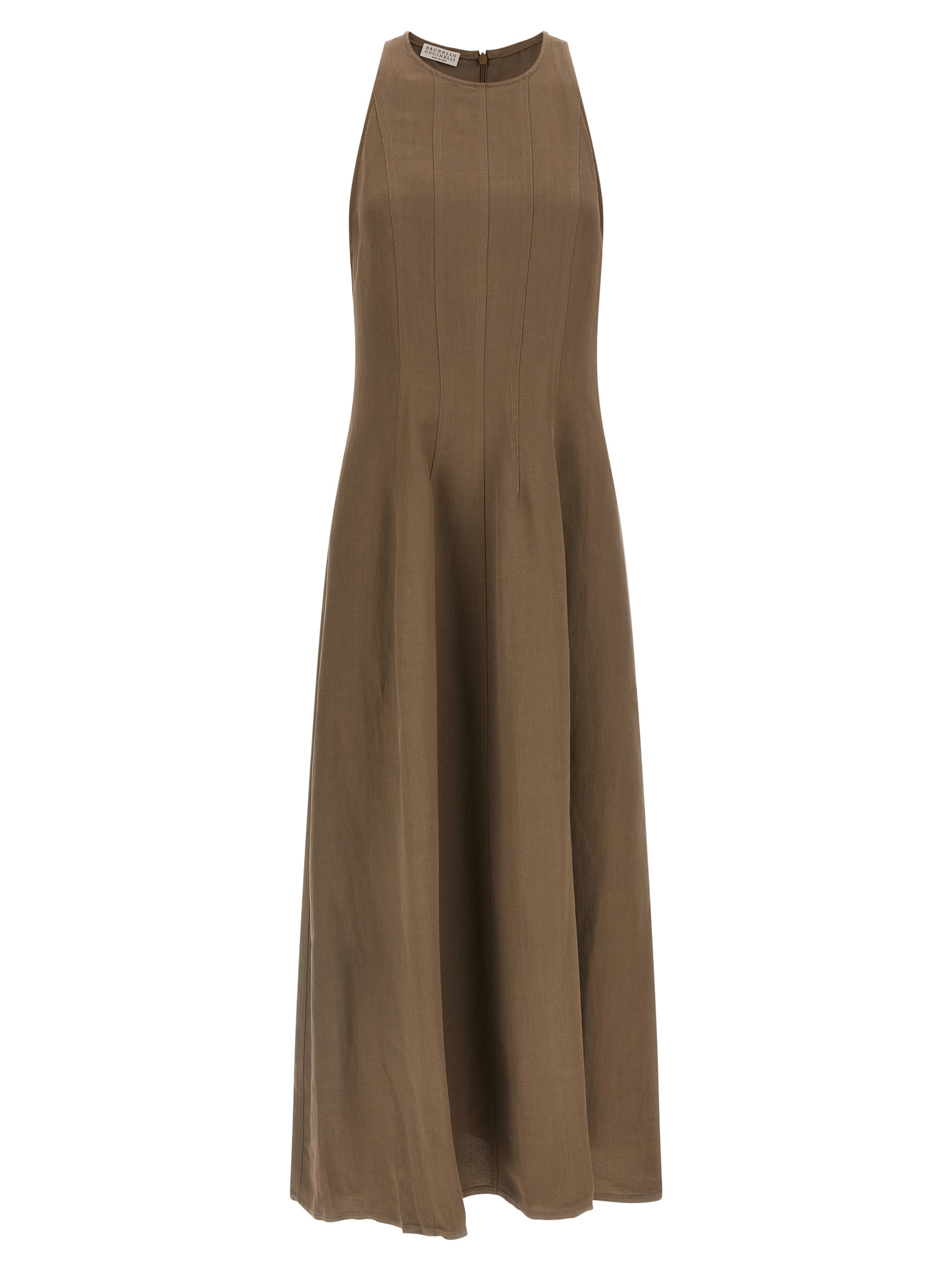 Brunello Cucinelli Brown Viscose Midi Women's Dress