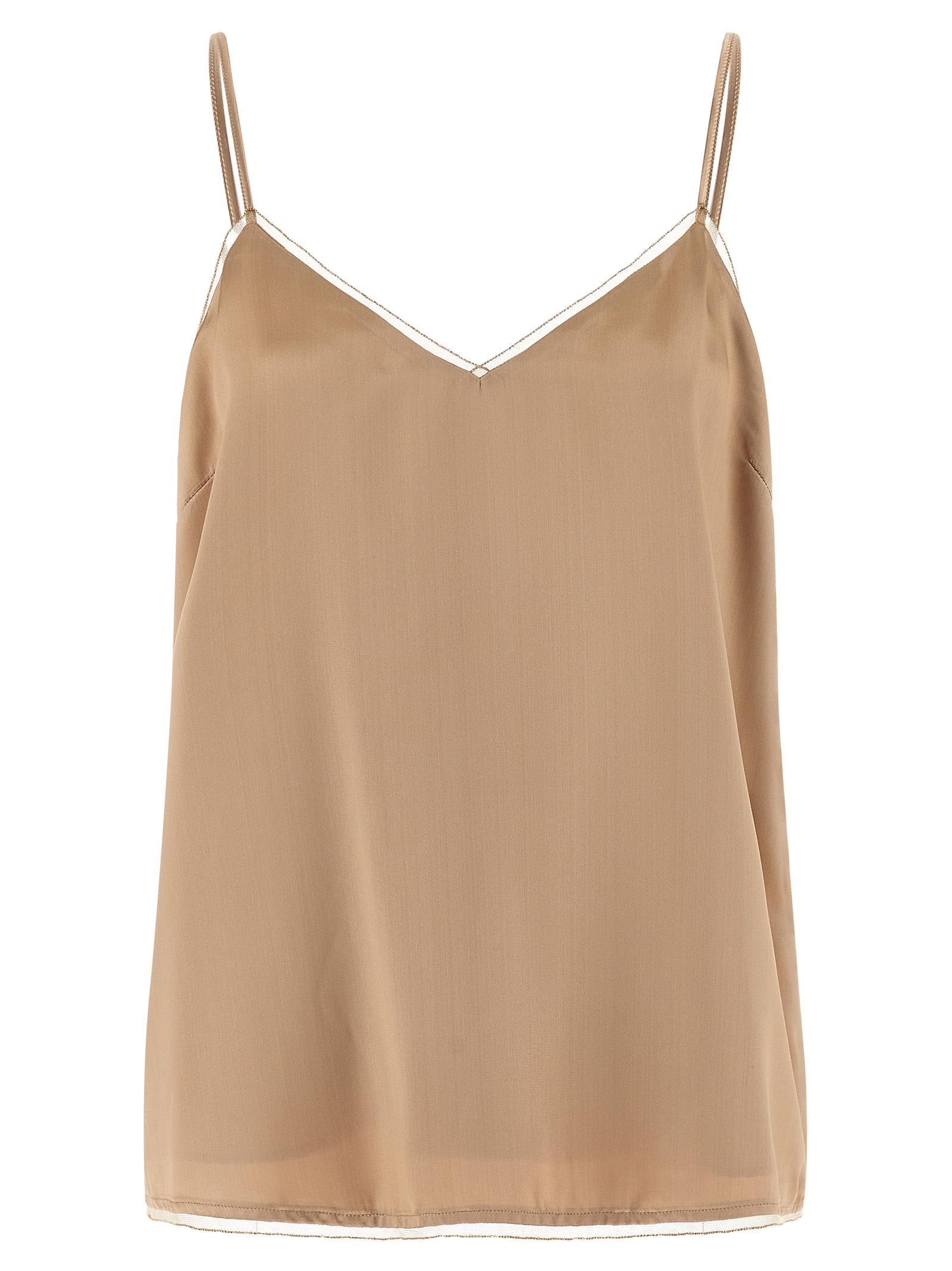 Beige Viscose Tank Tops