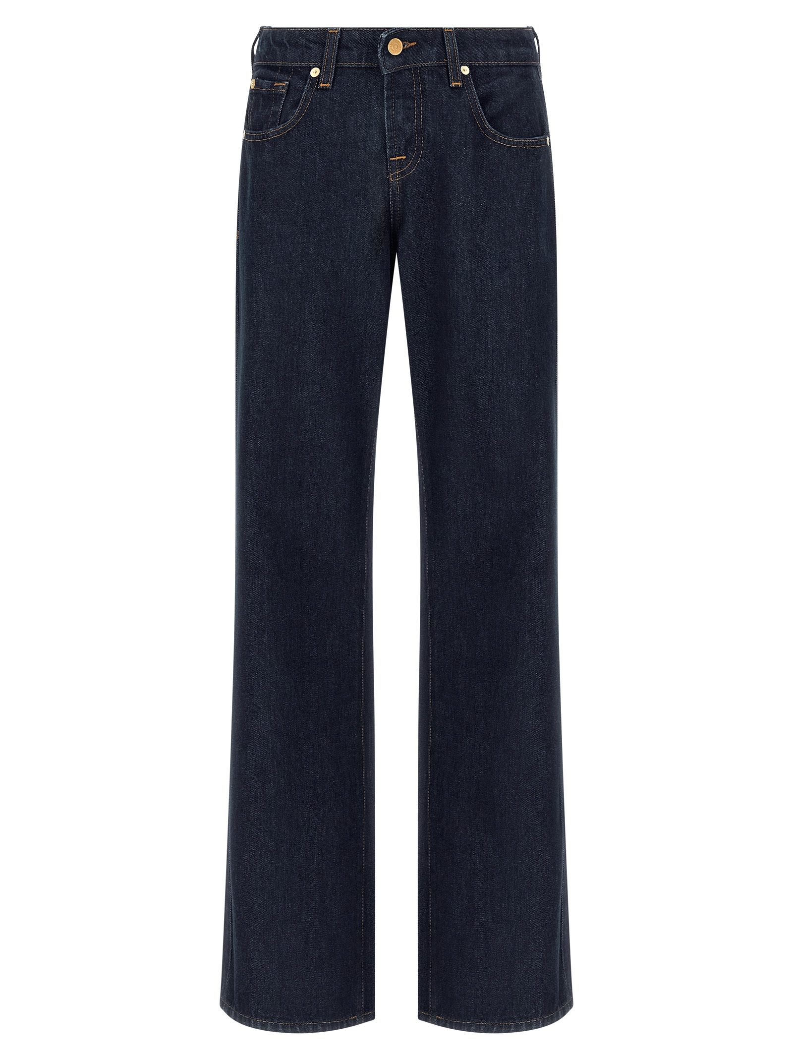 Blue Cotton Straight-Leg Jeans