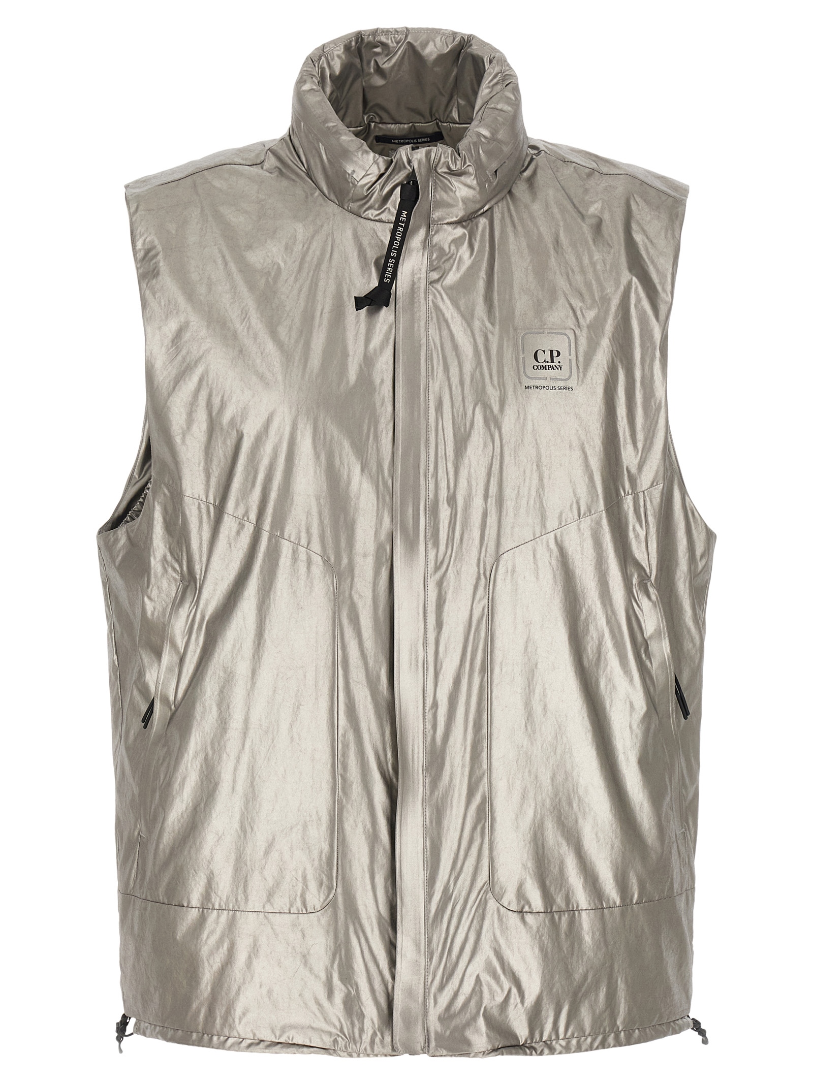 Silver Polyester Sleeveless Jacket