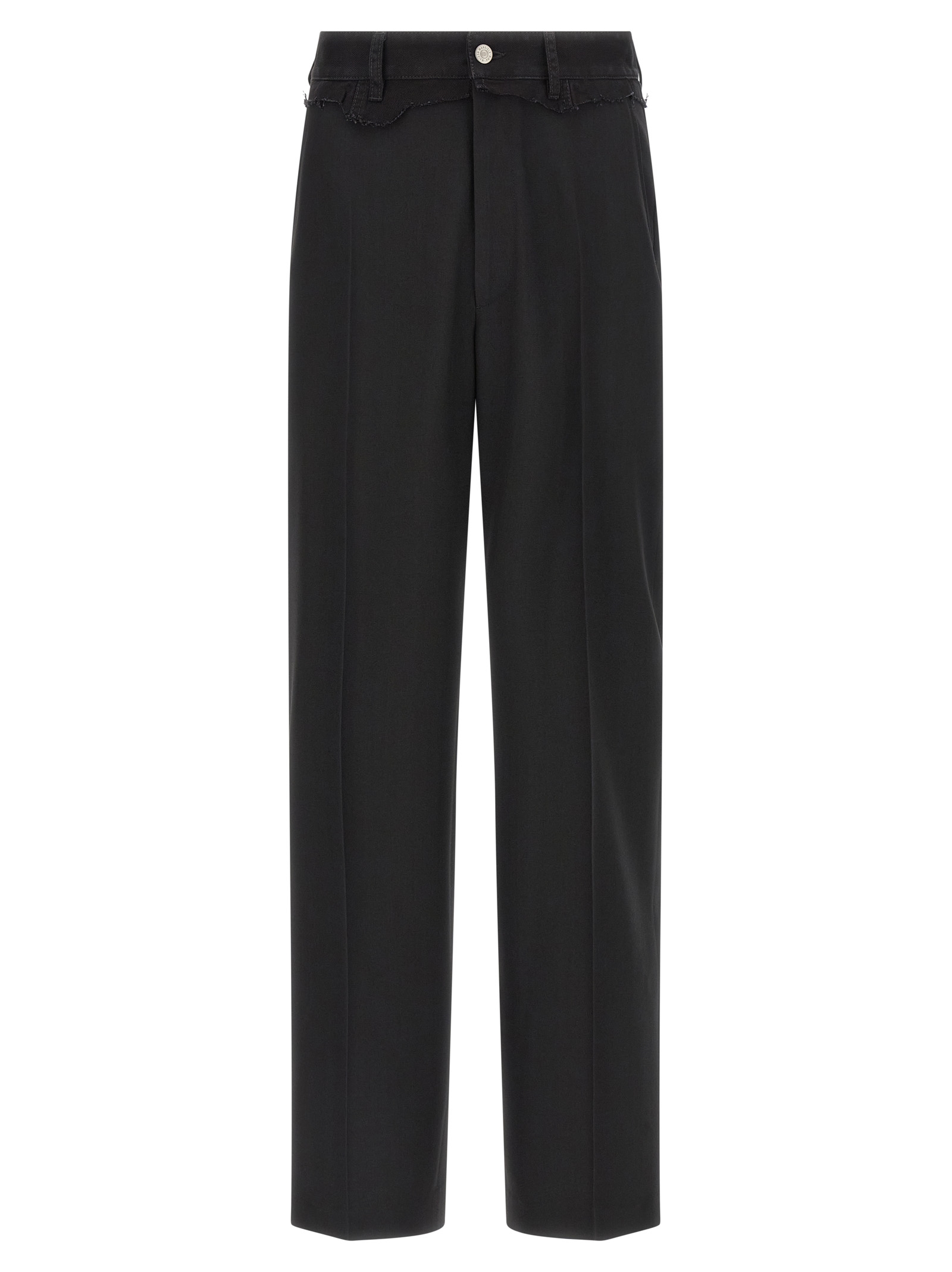 Black Polyester Casual Pants