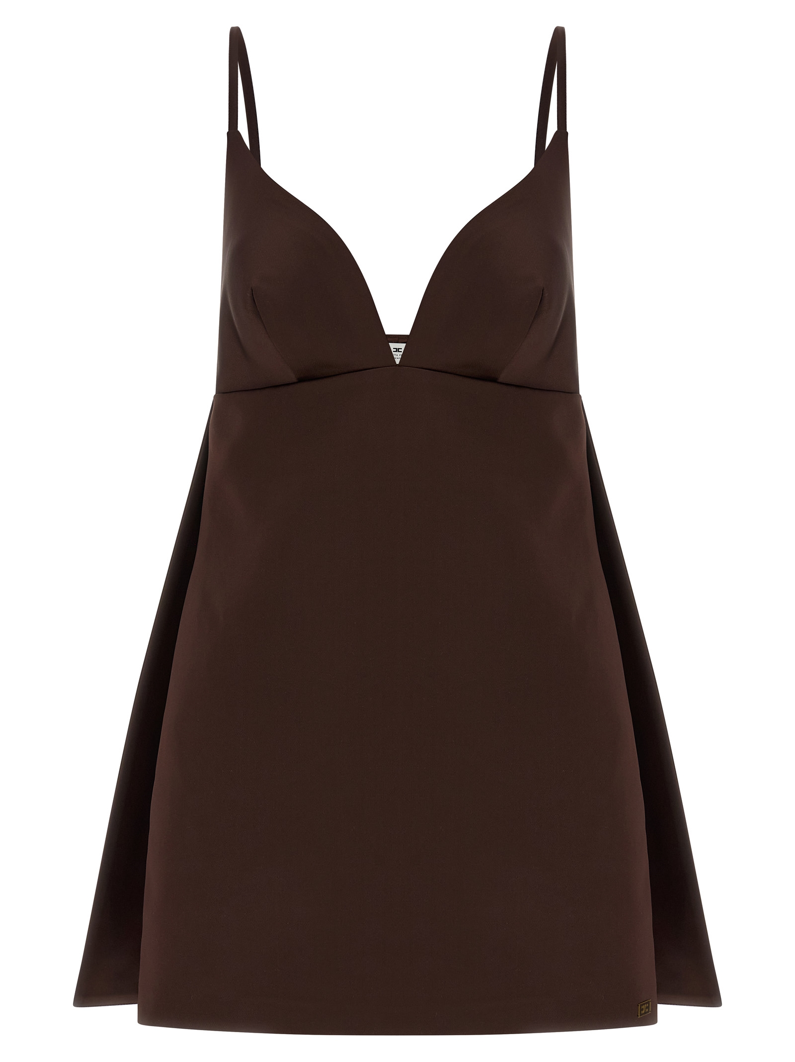 Brown Polyester Short Dress