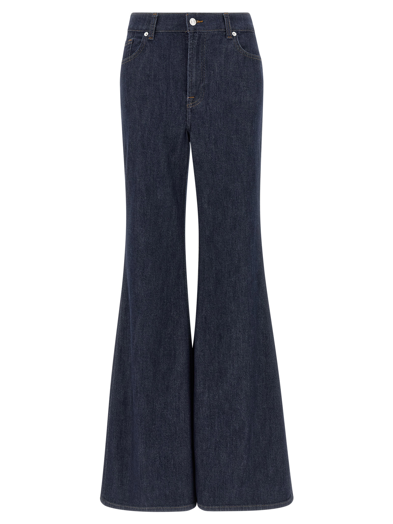 Blue Cotton Flared Jeans