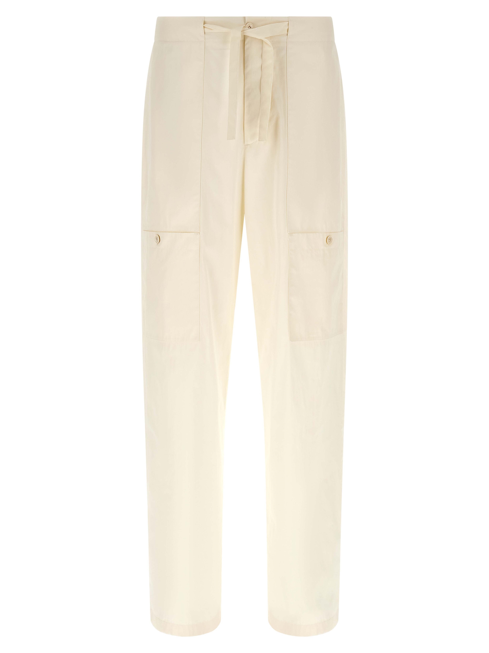 Beige Cotton Cargo Pants