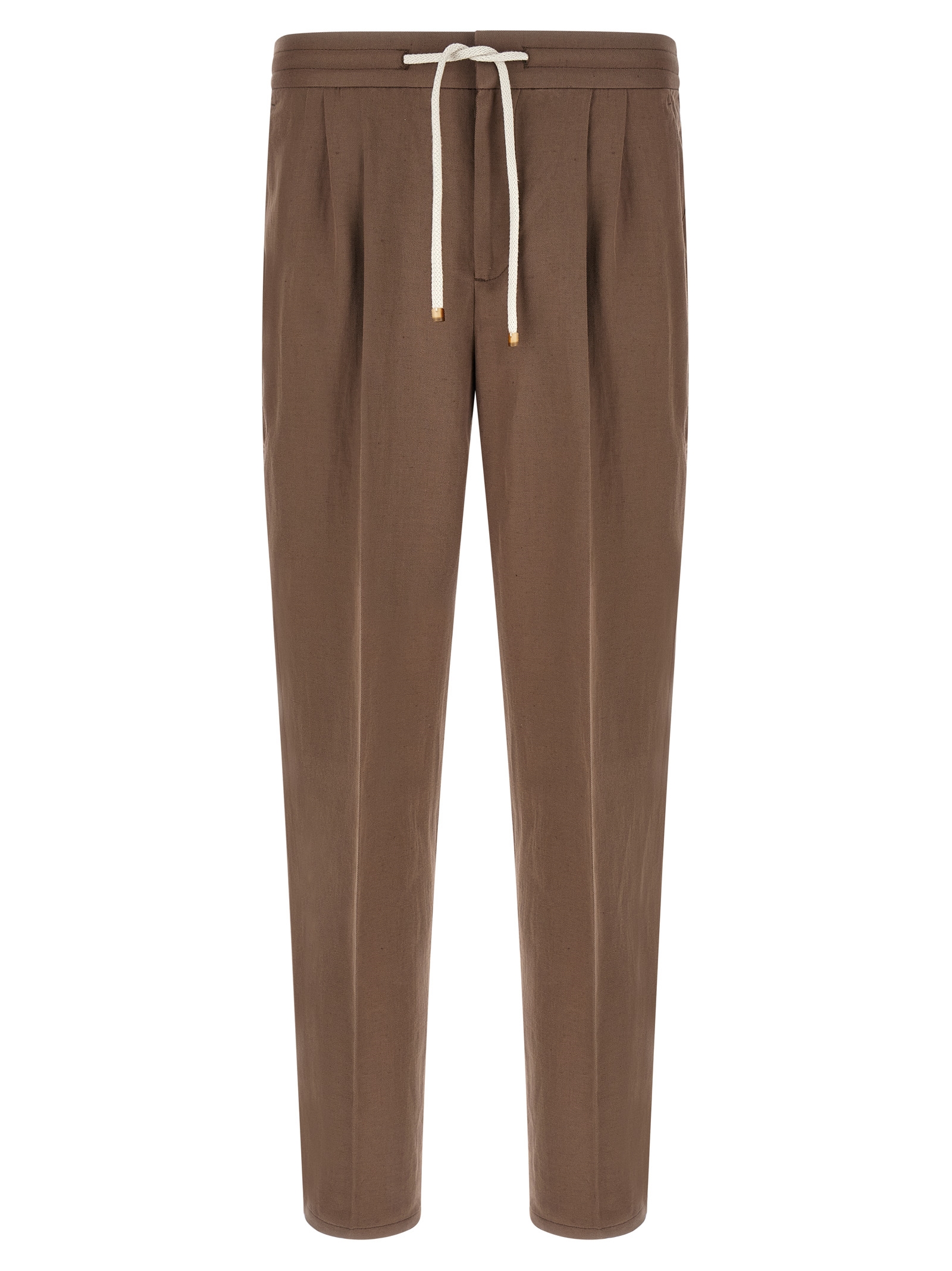 Brown Linen Casual Pants