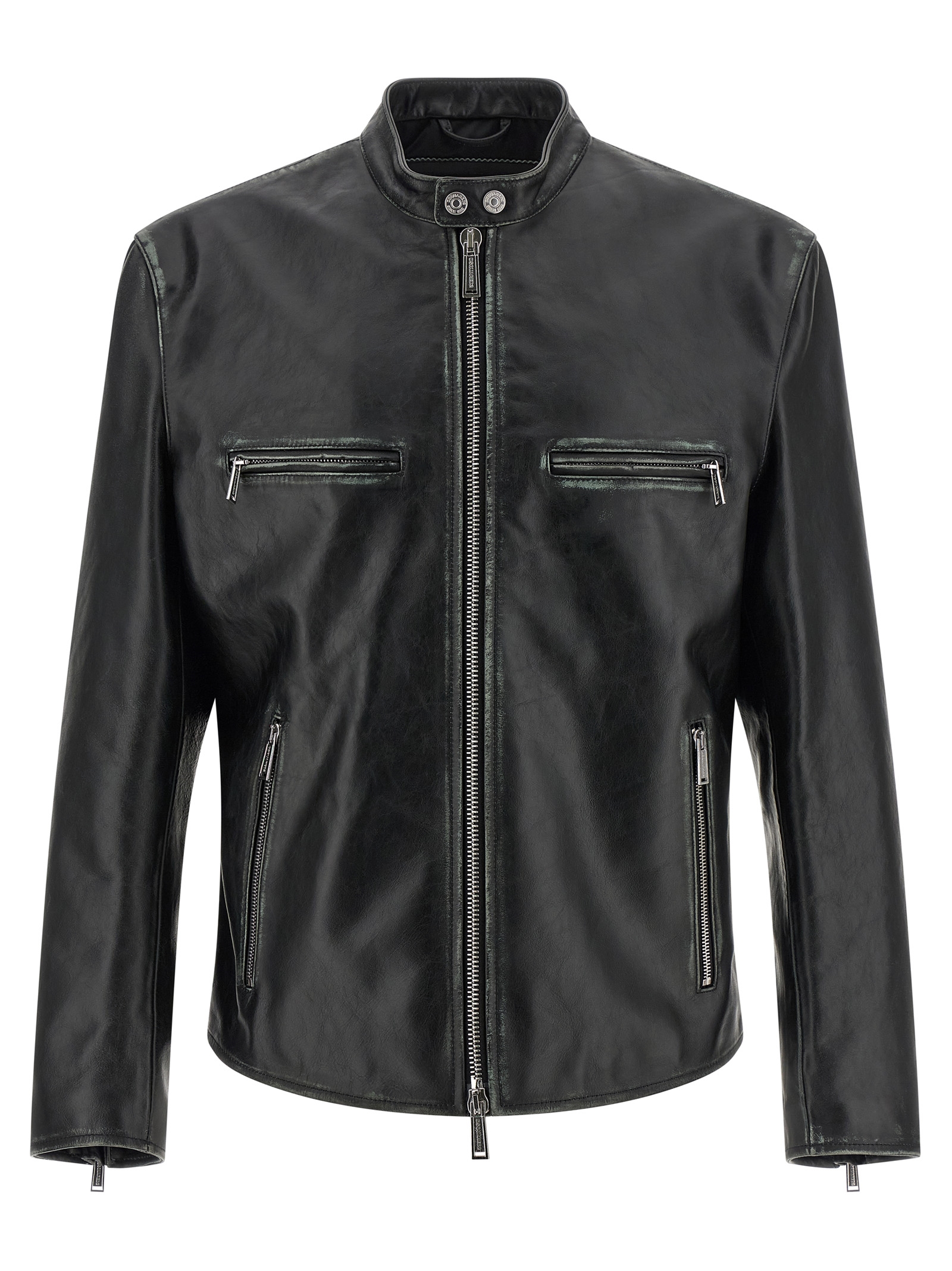 Dsquared Black Leather Leather Mens Jacket