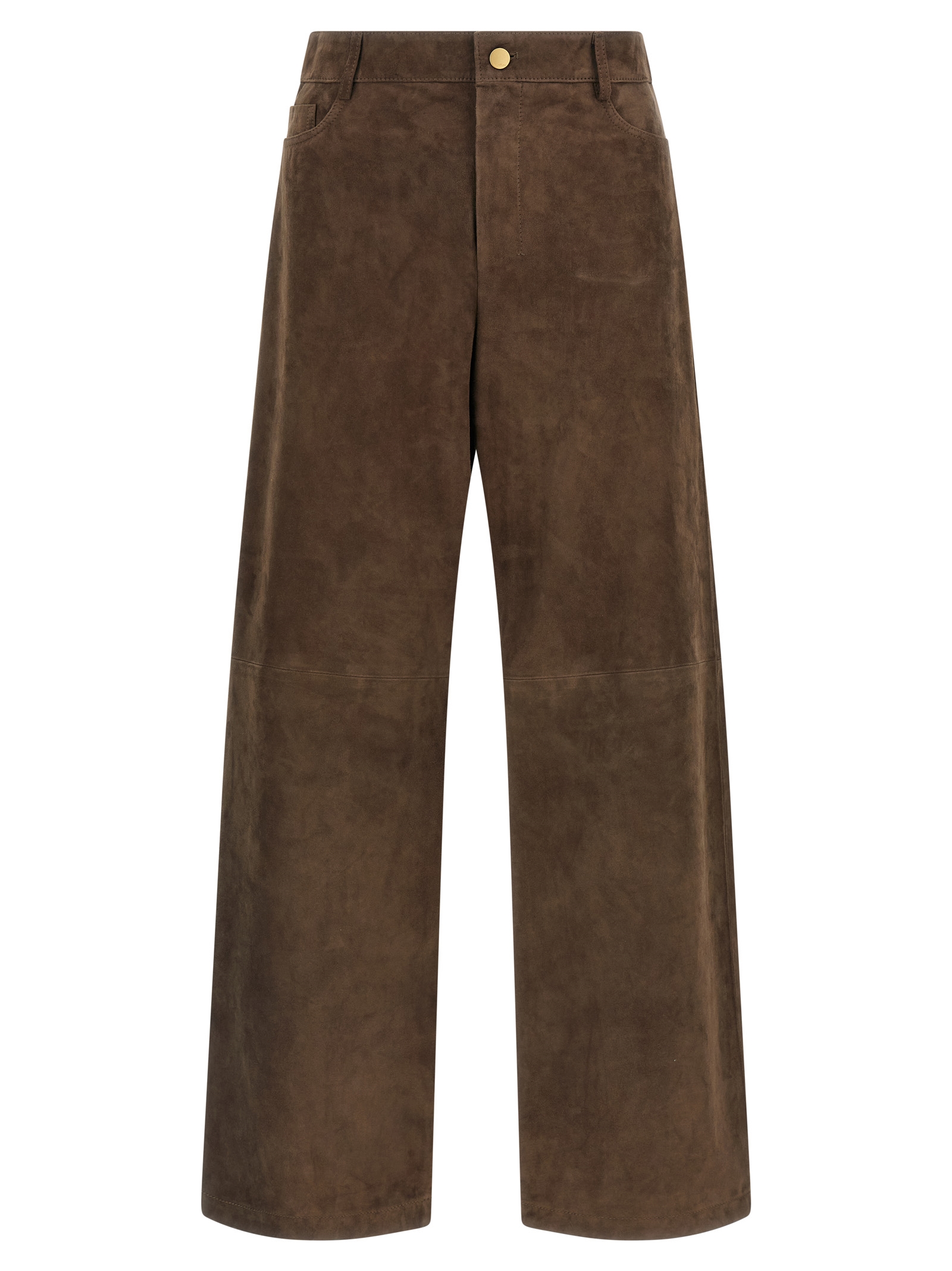 Brown Lamb Leather Casual Pants