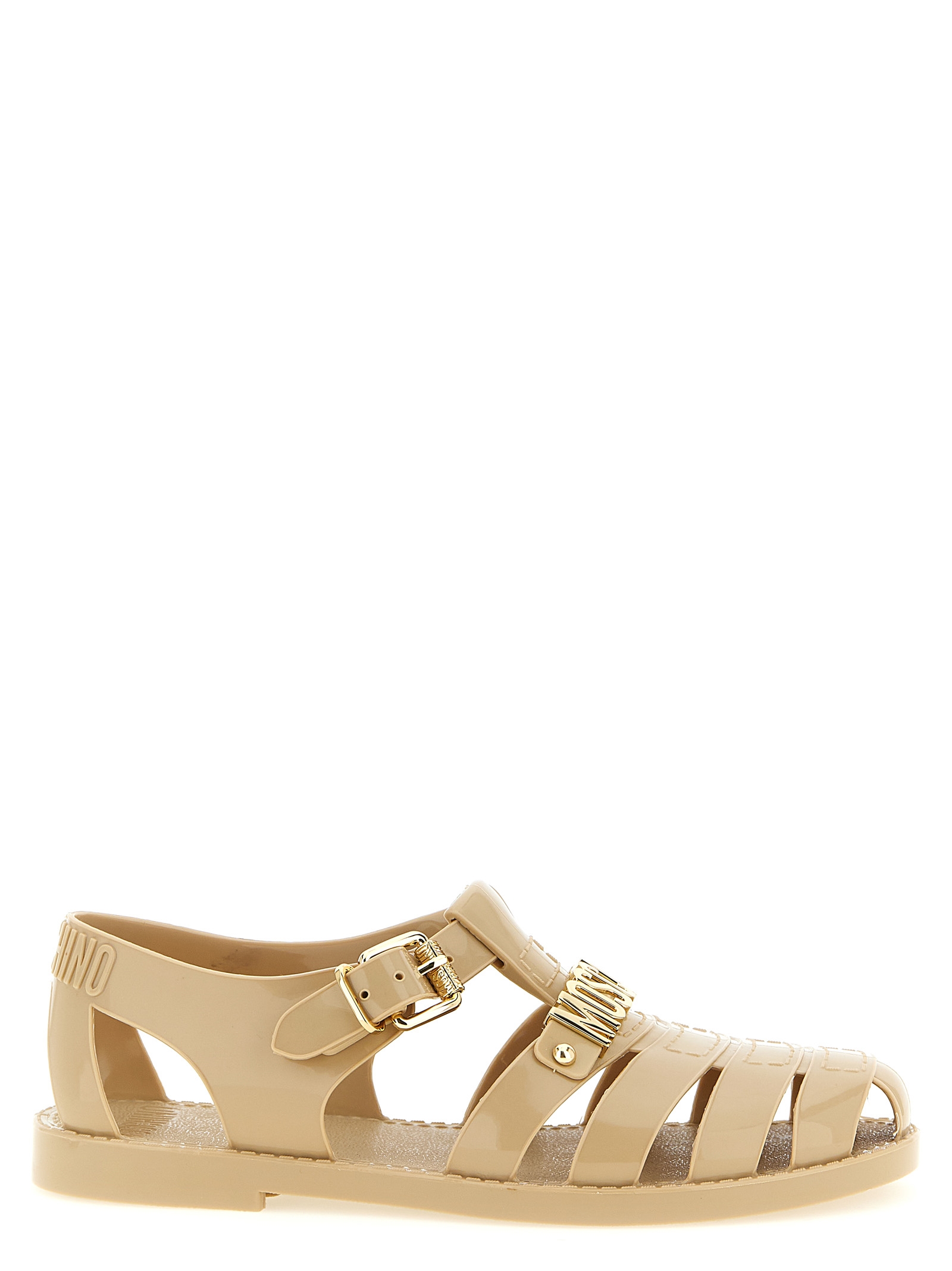 Beige Pvc Flat Sandals