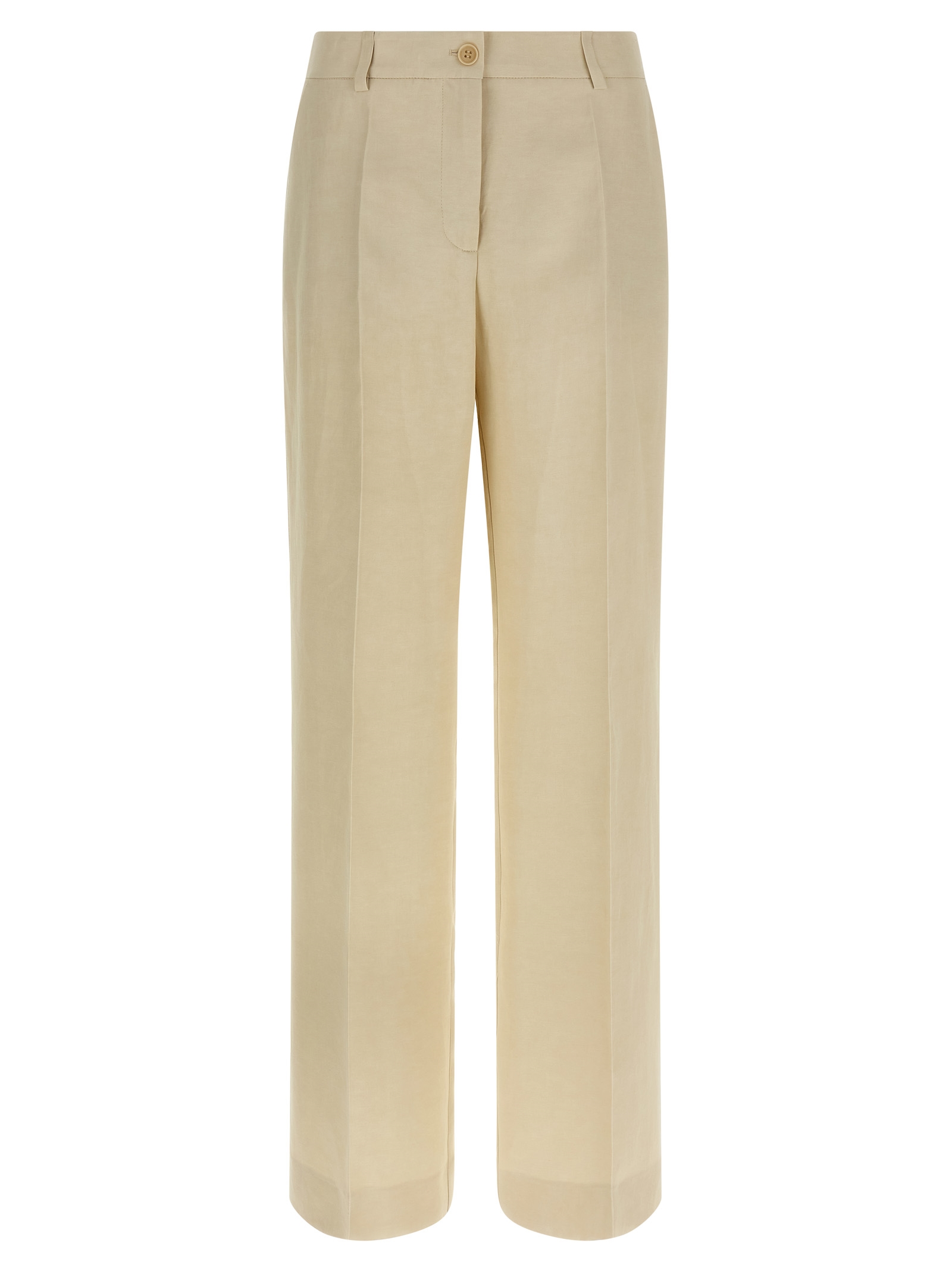 Beige Viscose Casual Pants