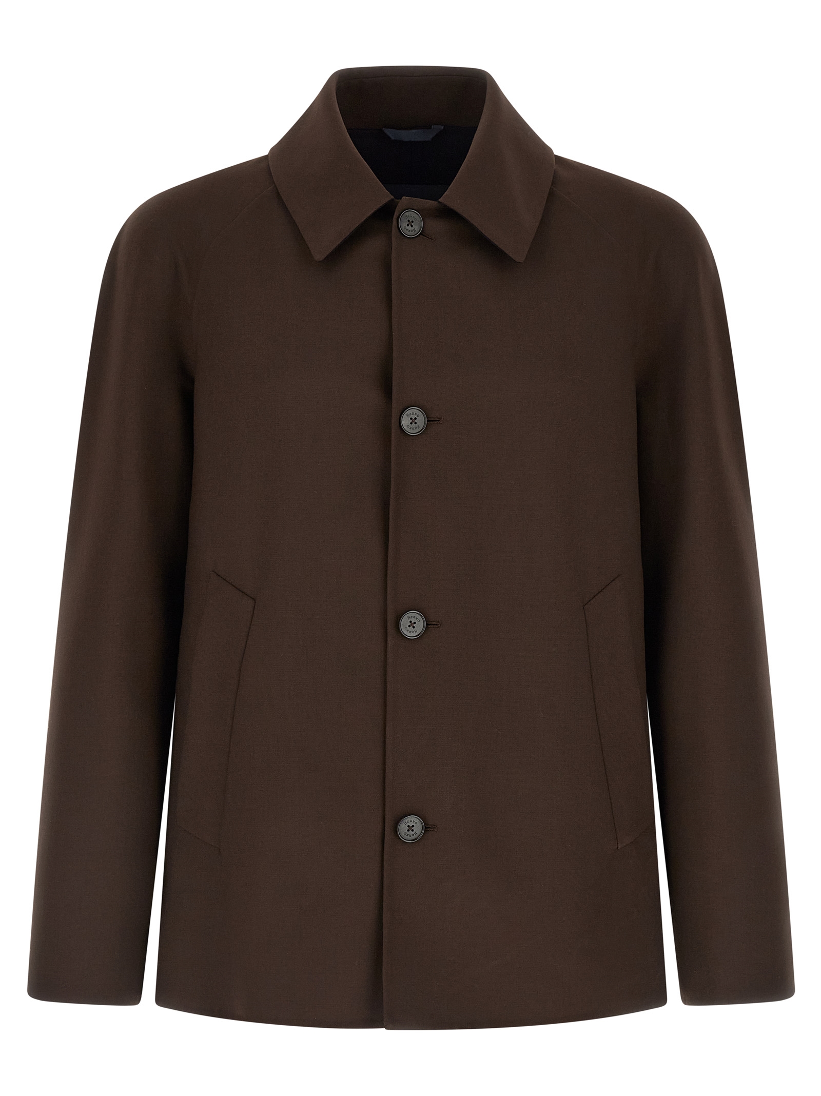 Brown Polyester Full-Length Jacket