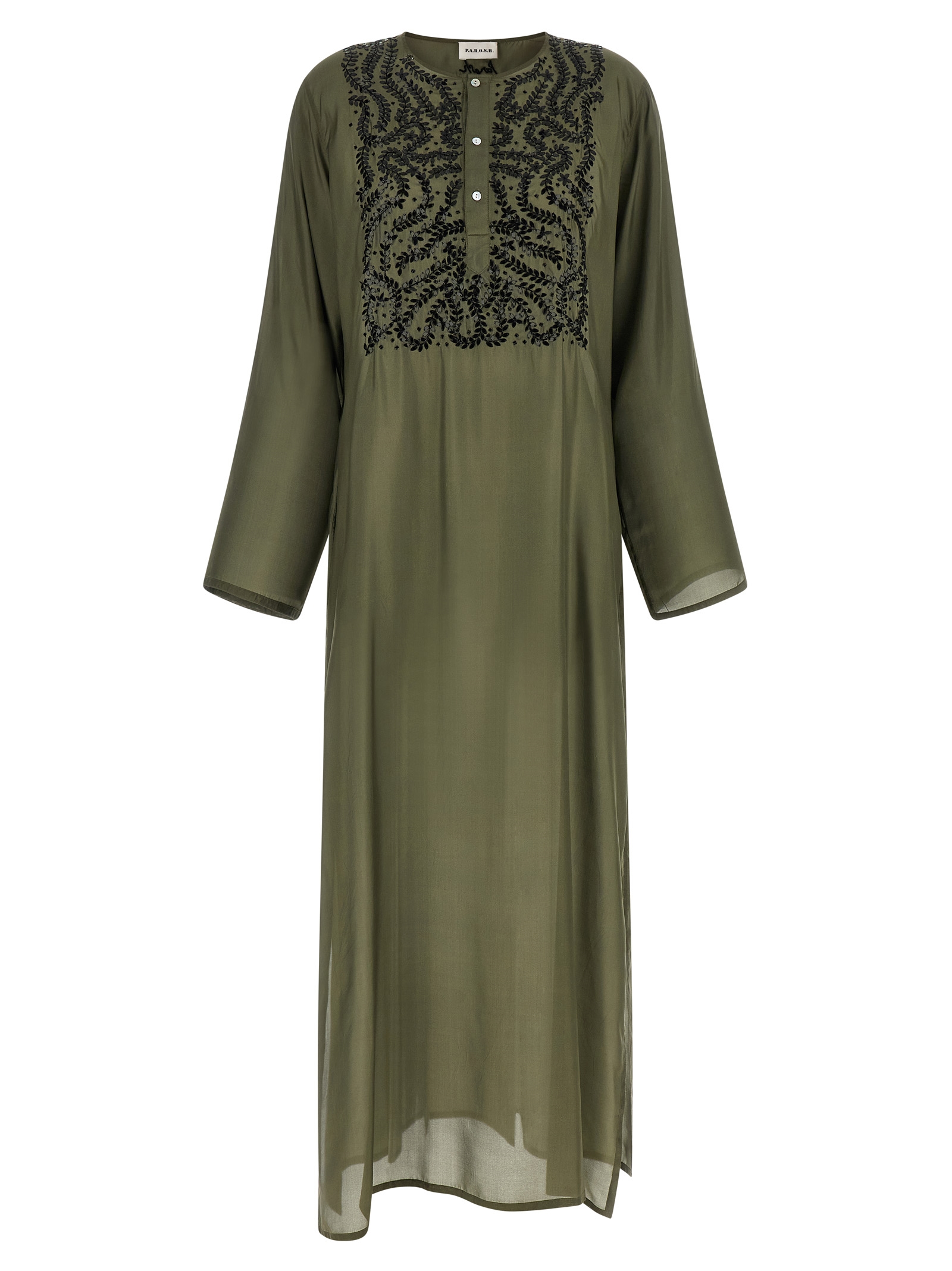 Bicolor Silk Long Dress