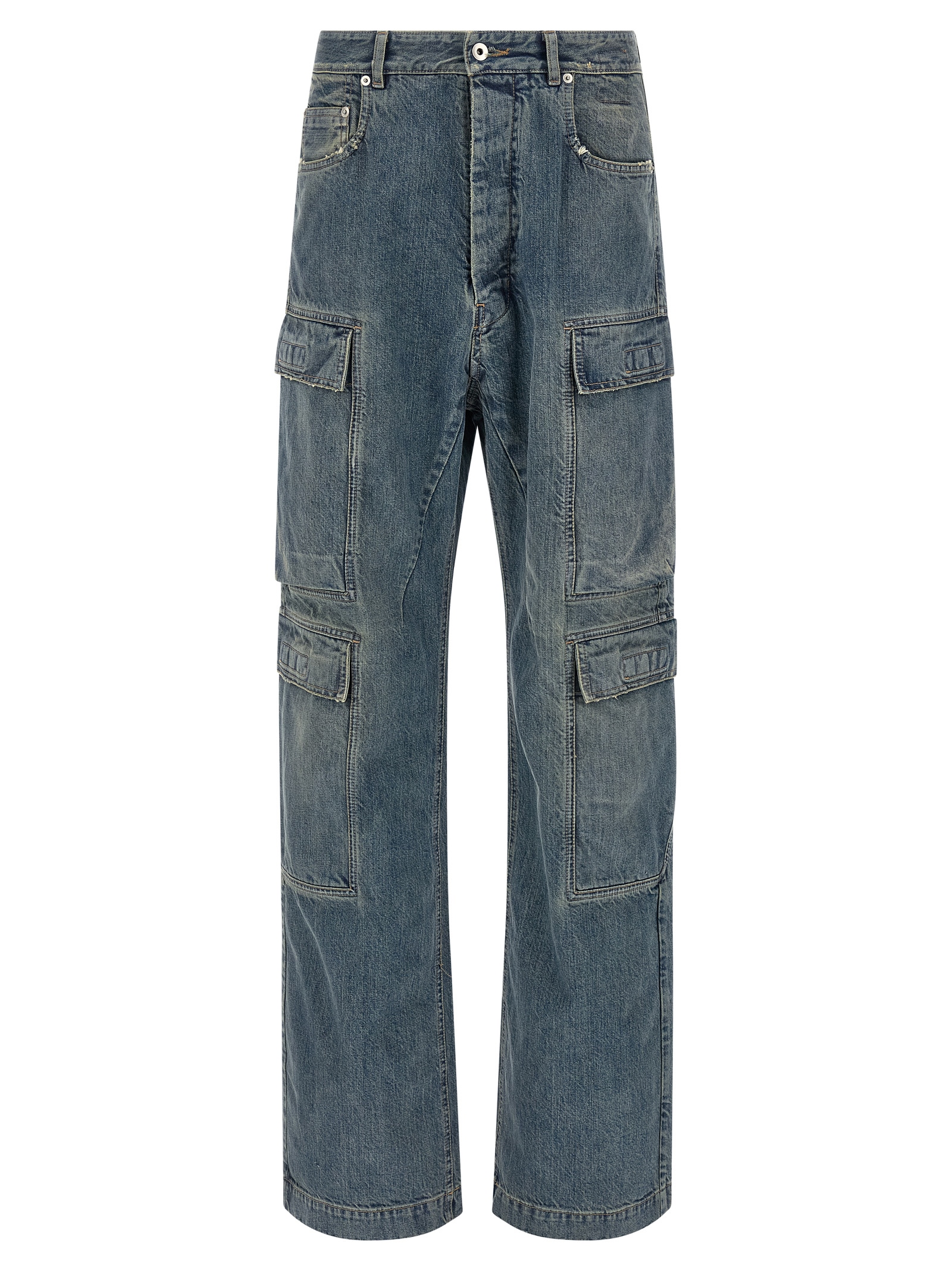 Blue Cotton Cargo Pants