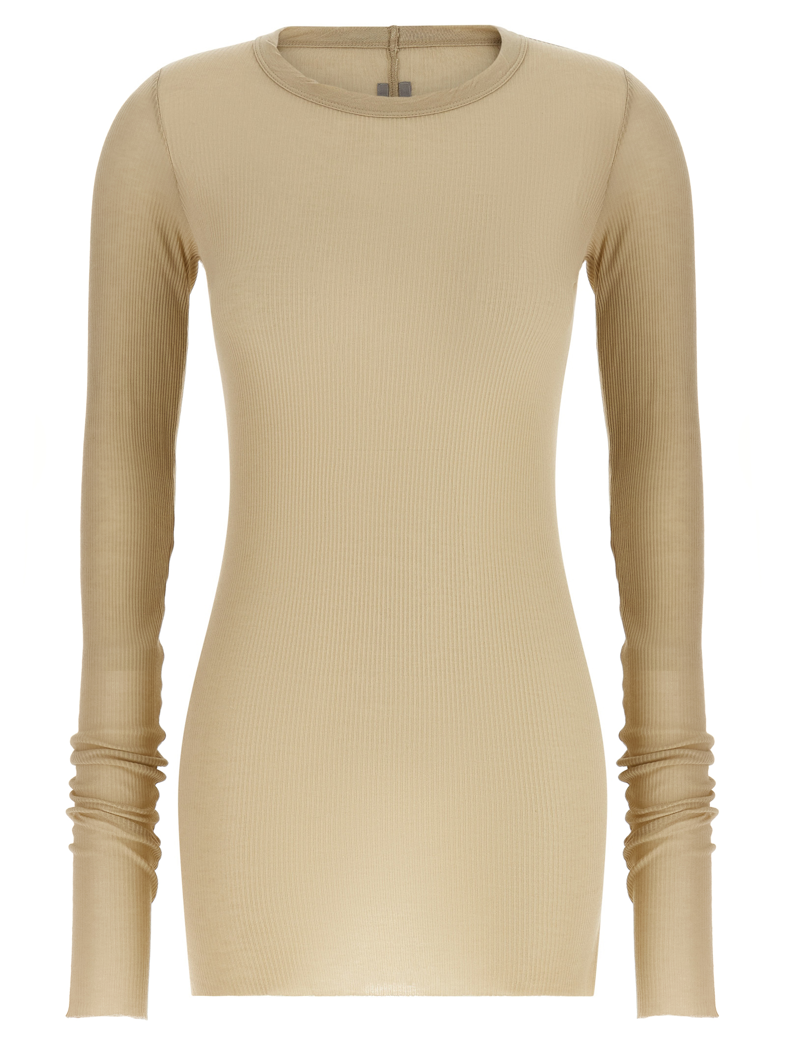 Beige Viscose Long Sleeve T-Shirt