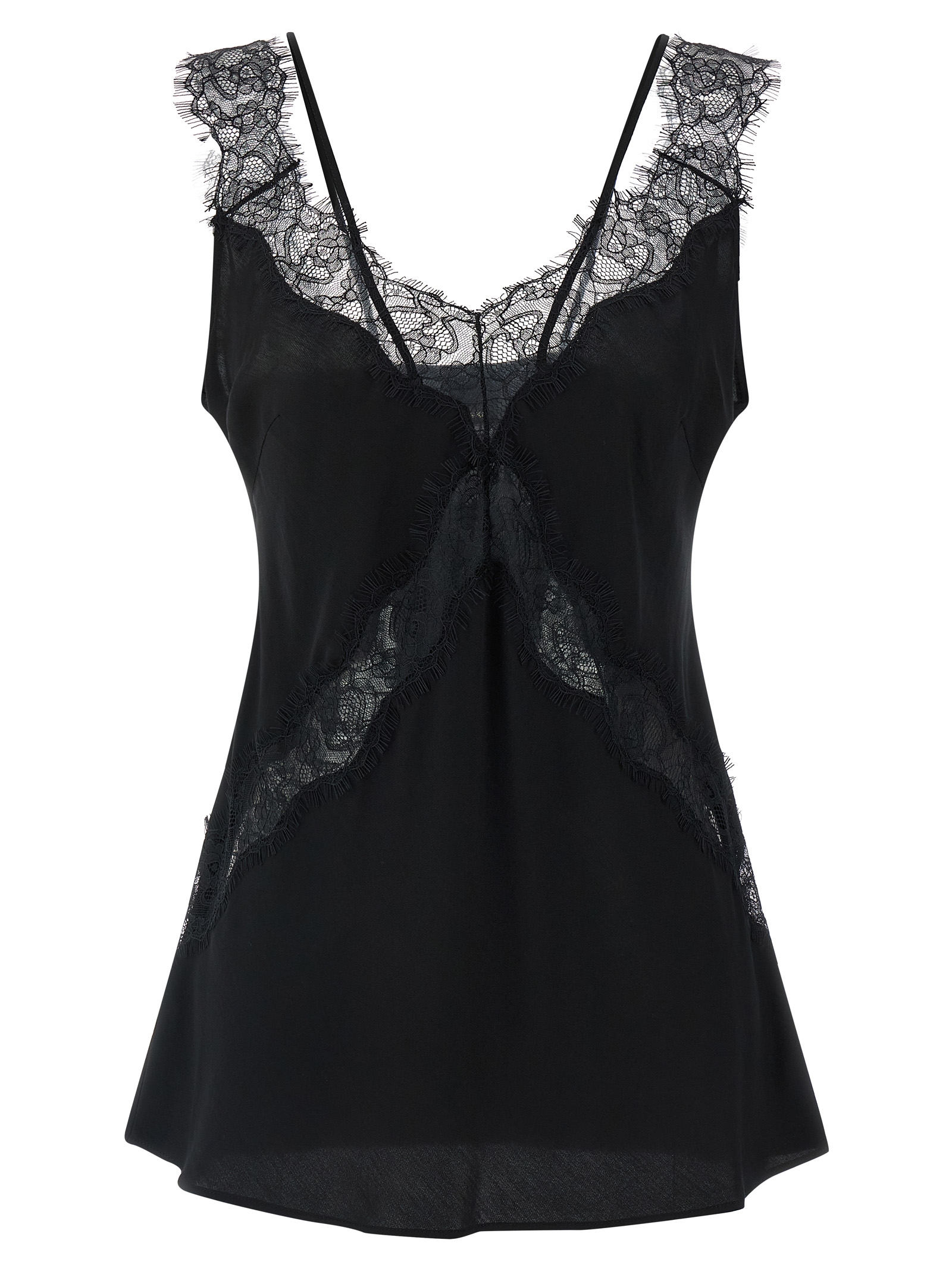 Black Viscose Sleeveles T-Shirt