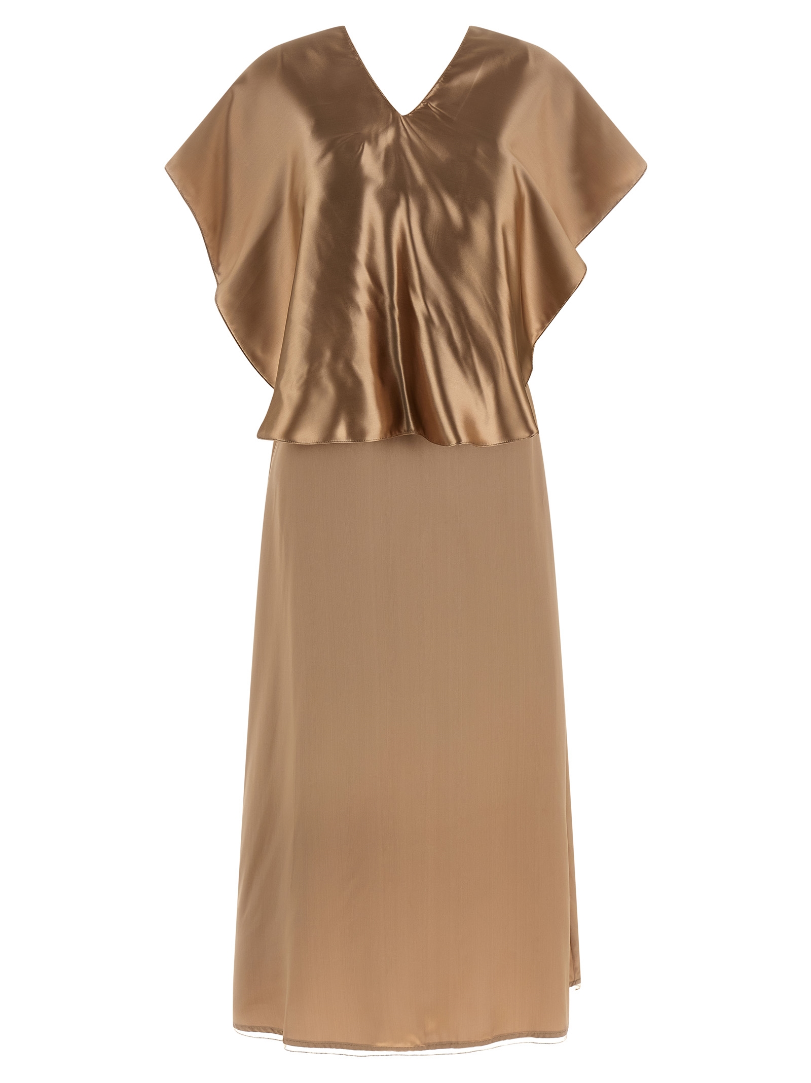 Beige Viscose Midi Dress