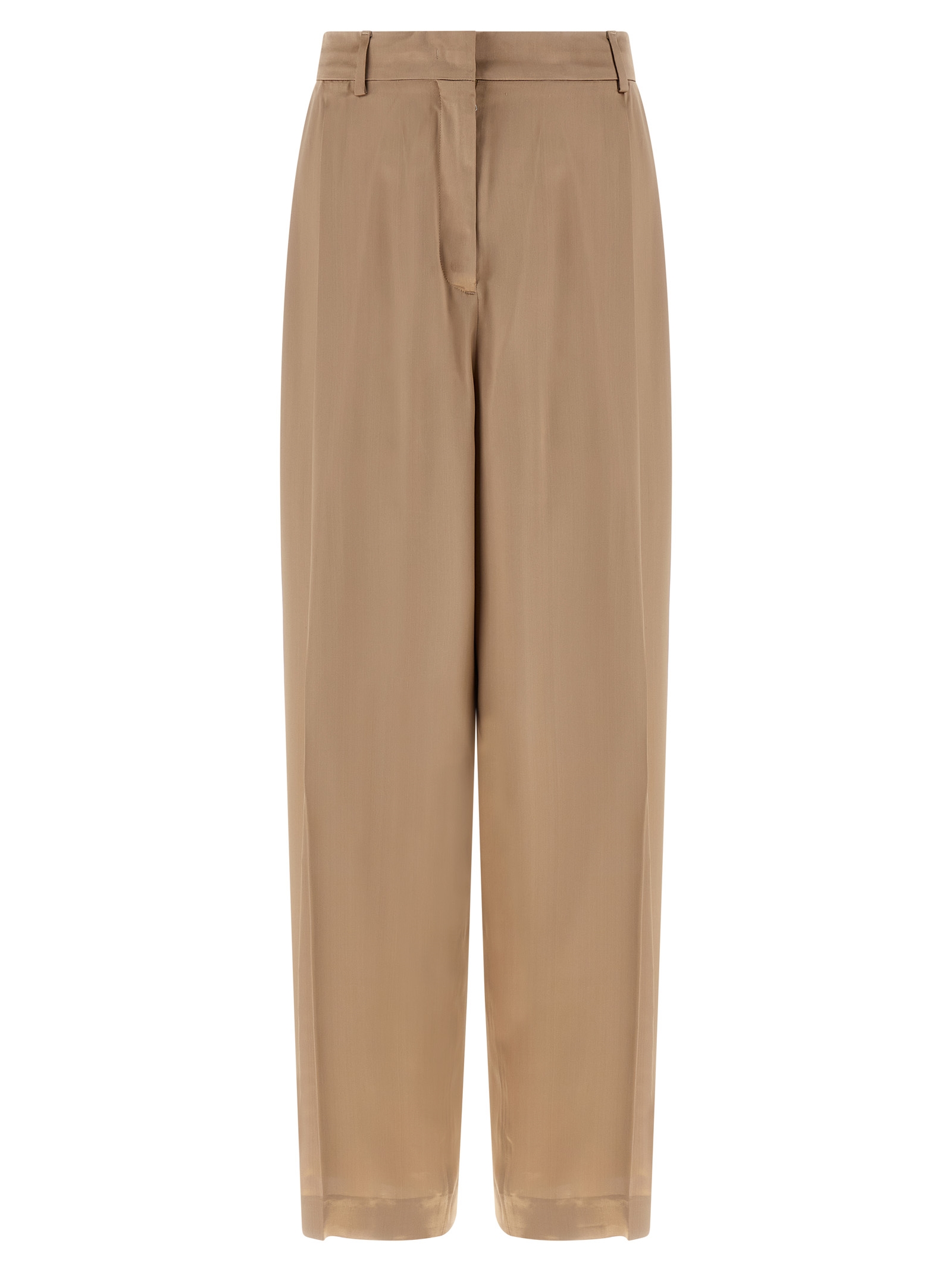 Beige Viscose Casual Pants