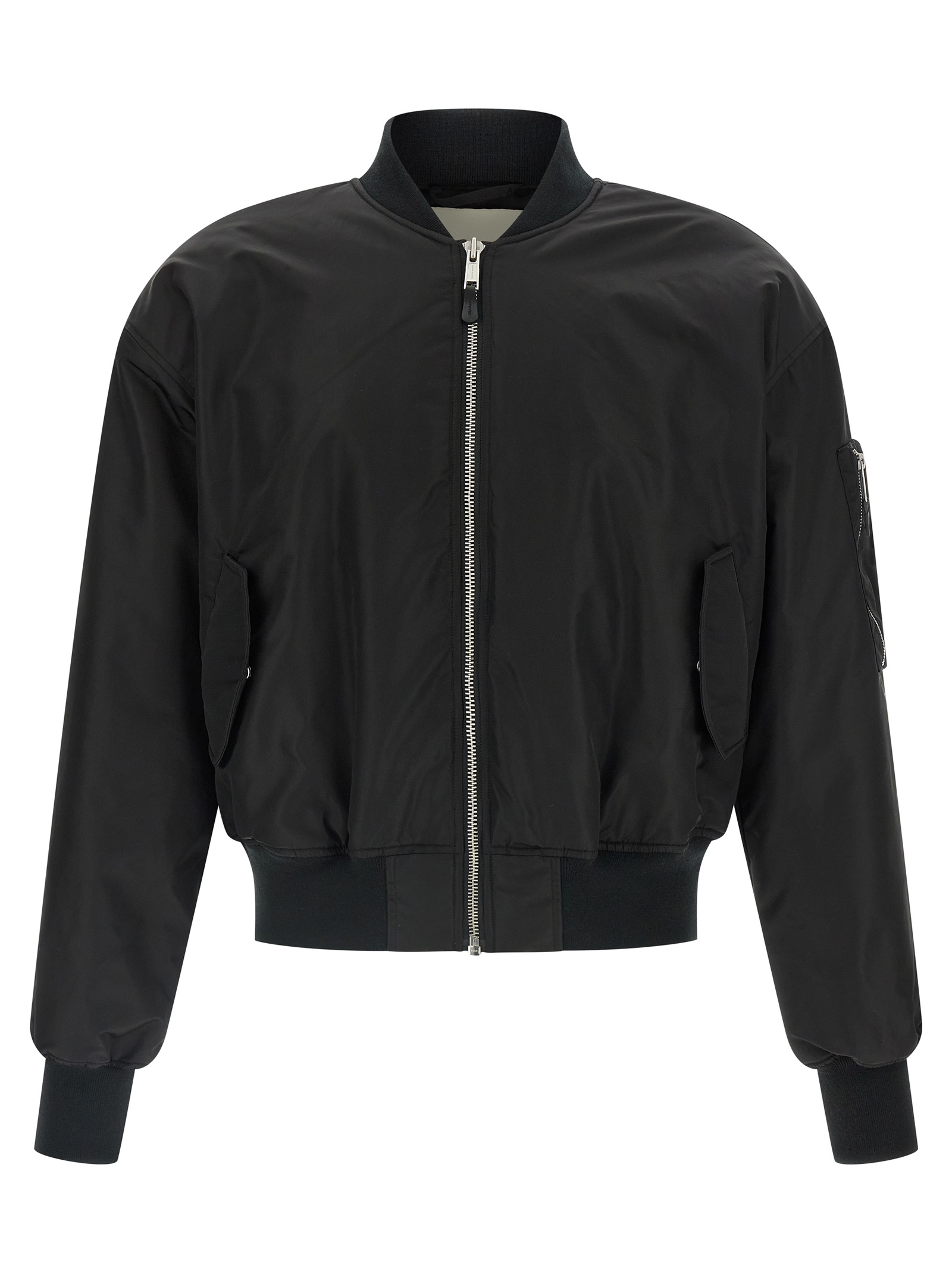 Black Nylon Bomber