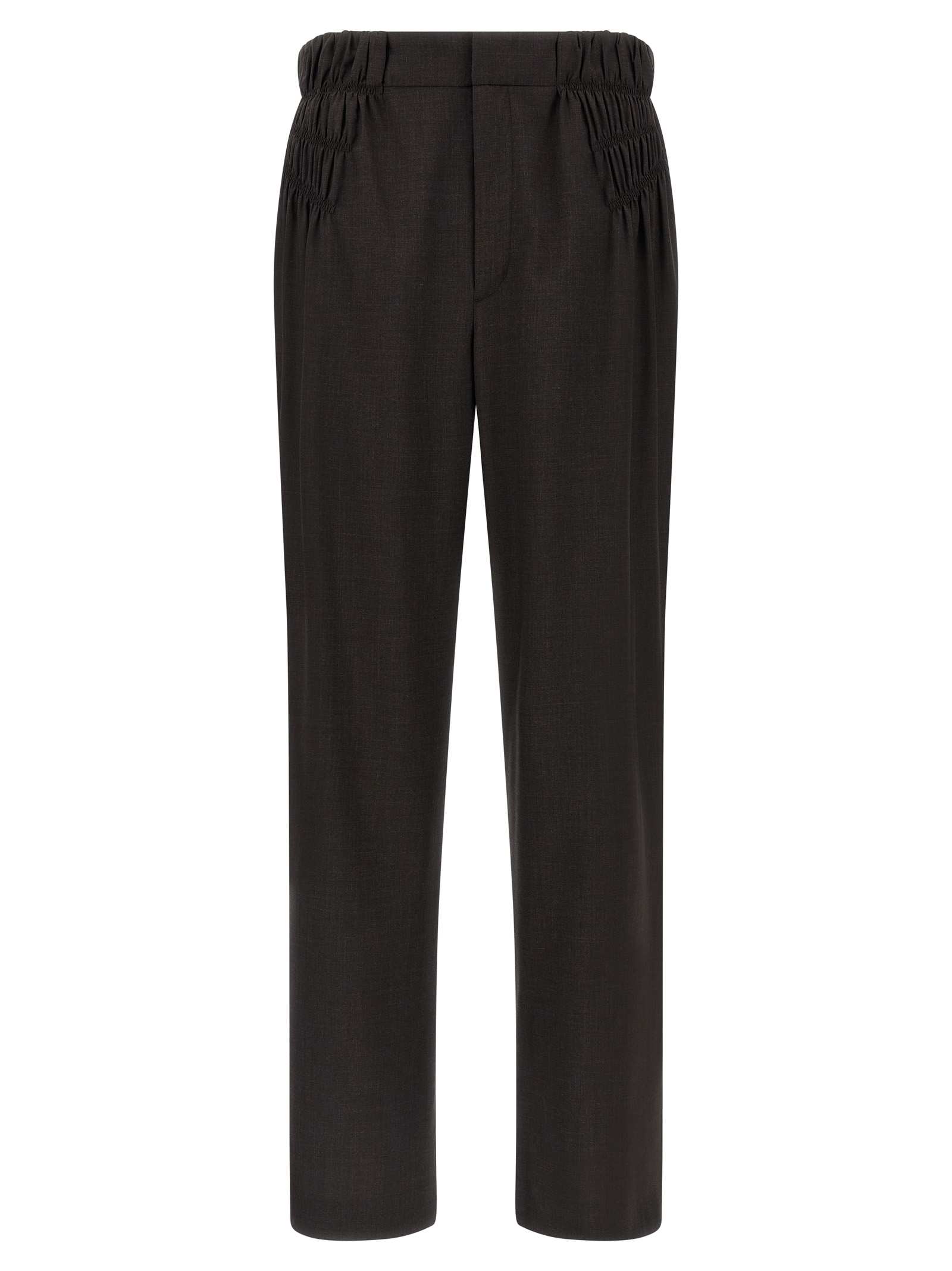 Brown Virgin Wool Casual Pants