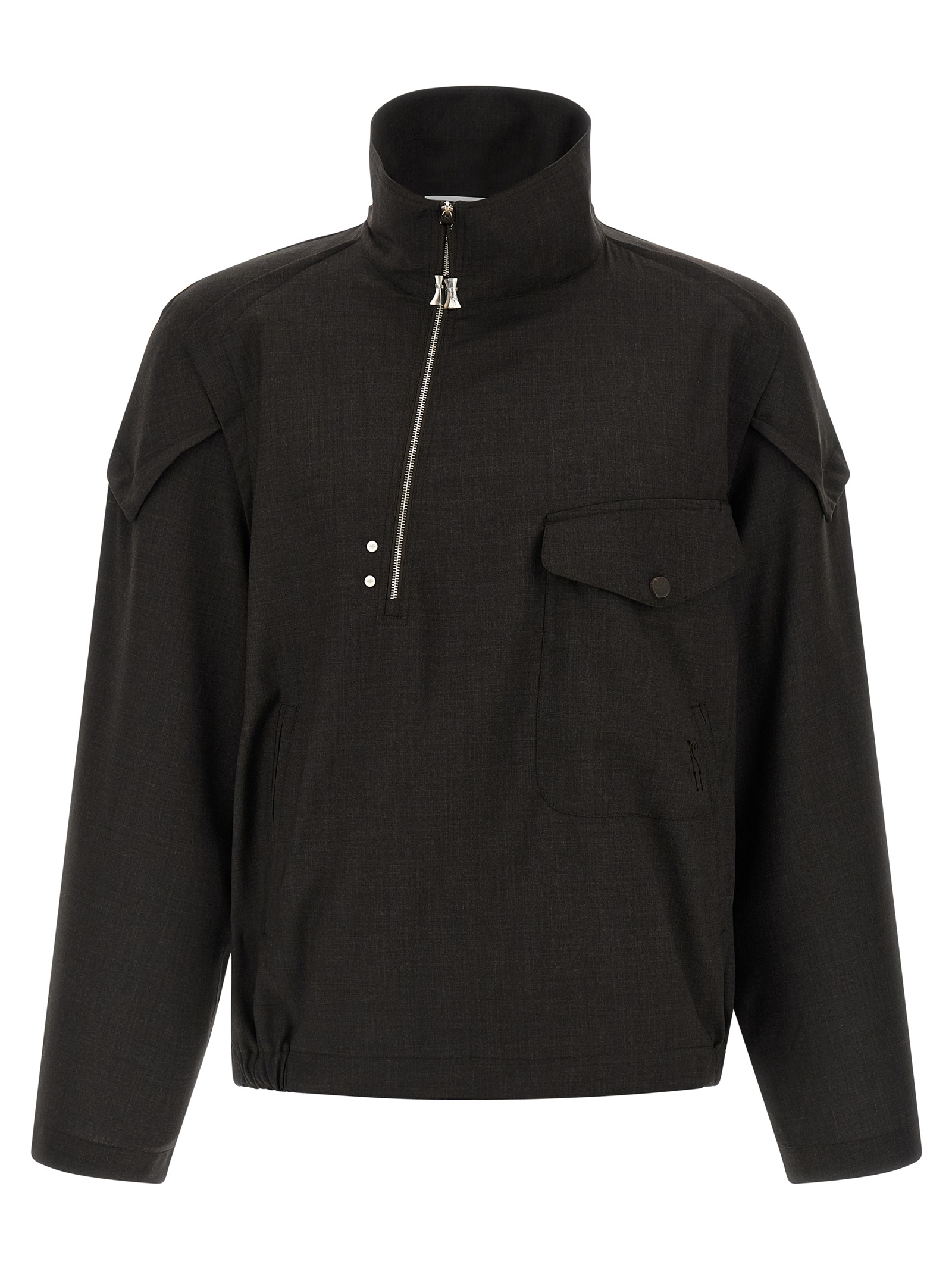 Brown Virgin Wool Full-Length Jacket