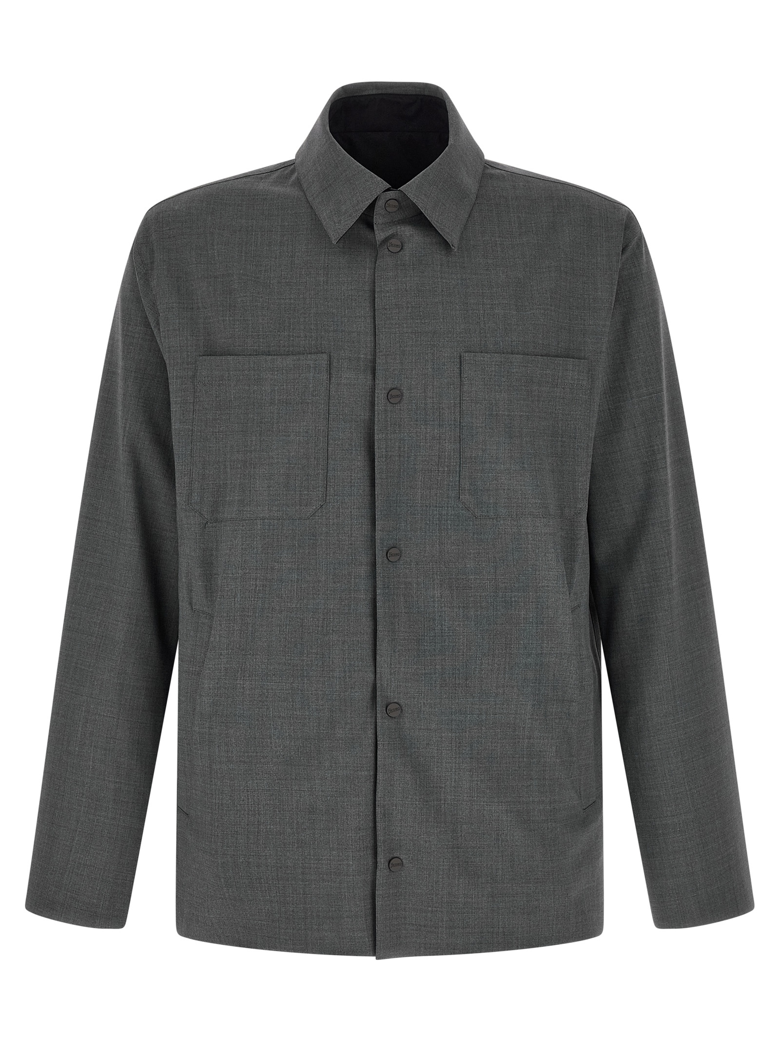 Gray Polyester Full-Length Jacket