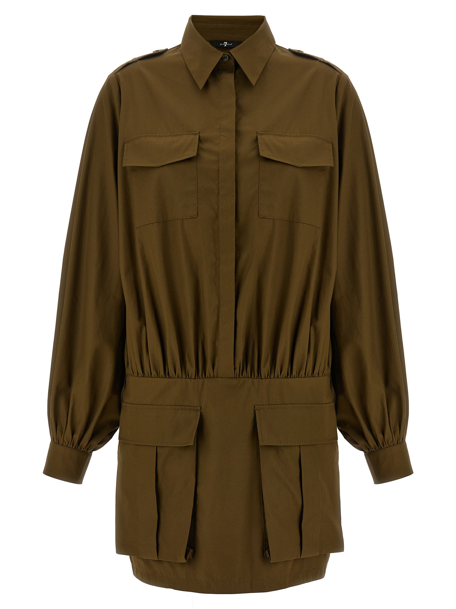 Brown Cotton Short Dress