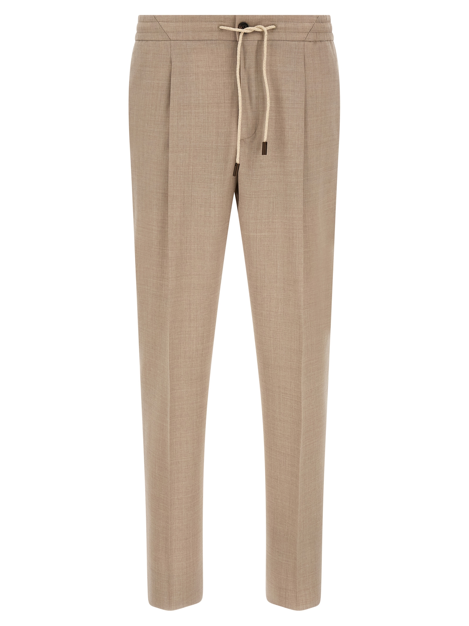 Beige Virgin Wool Casual Pants