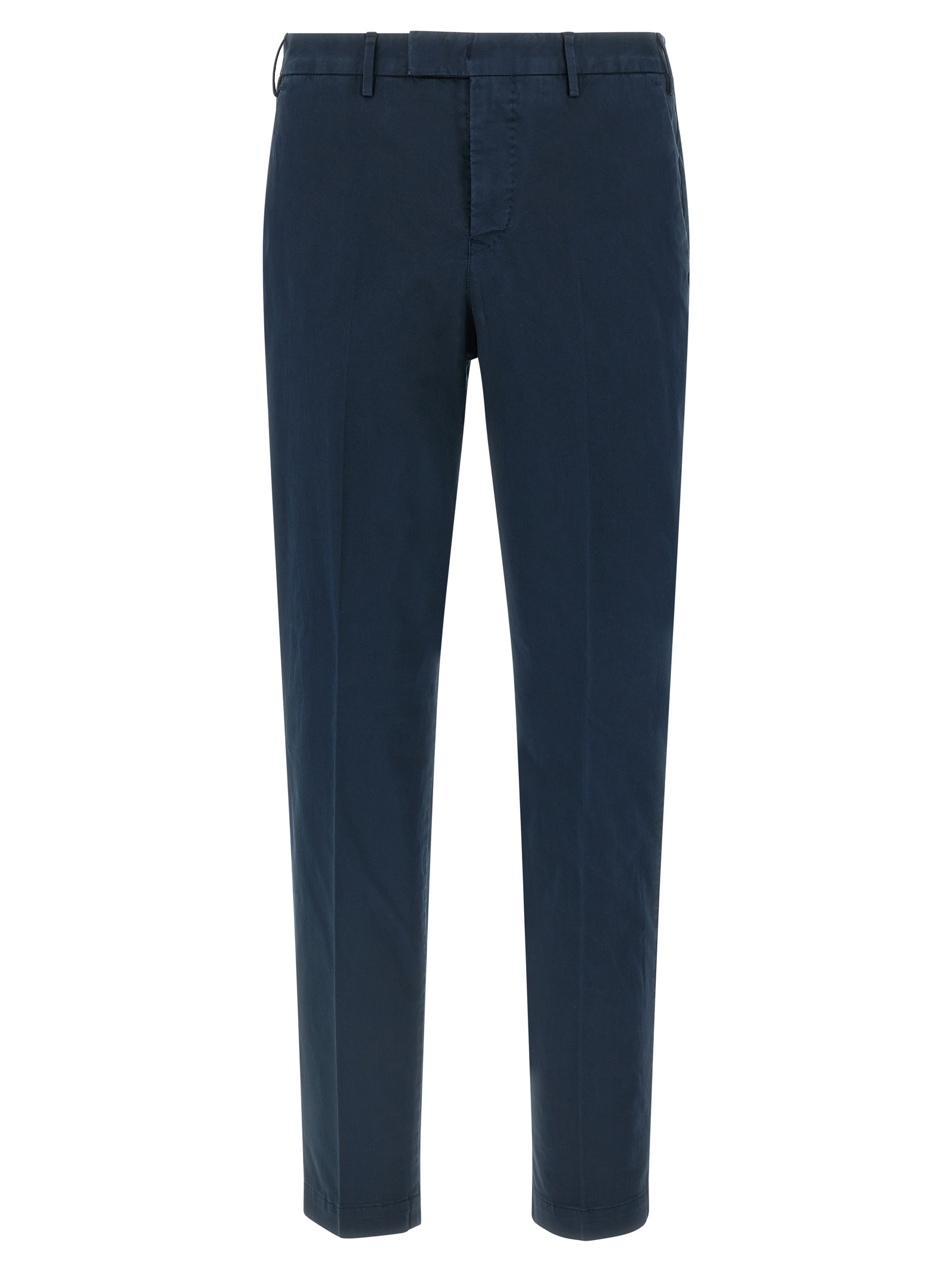 Blue Cotton Casual Pants