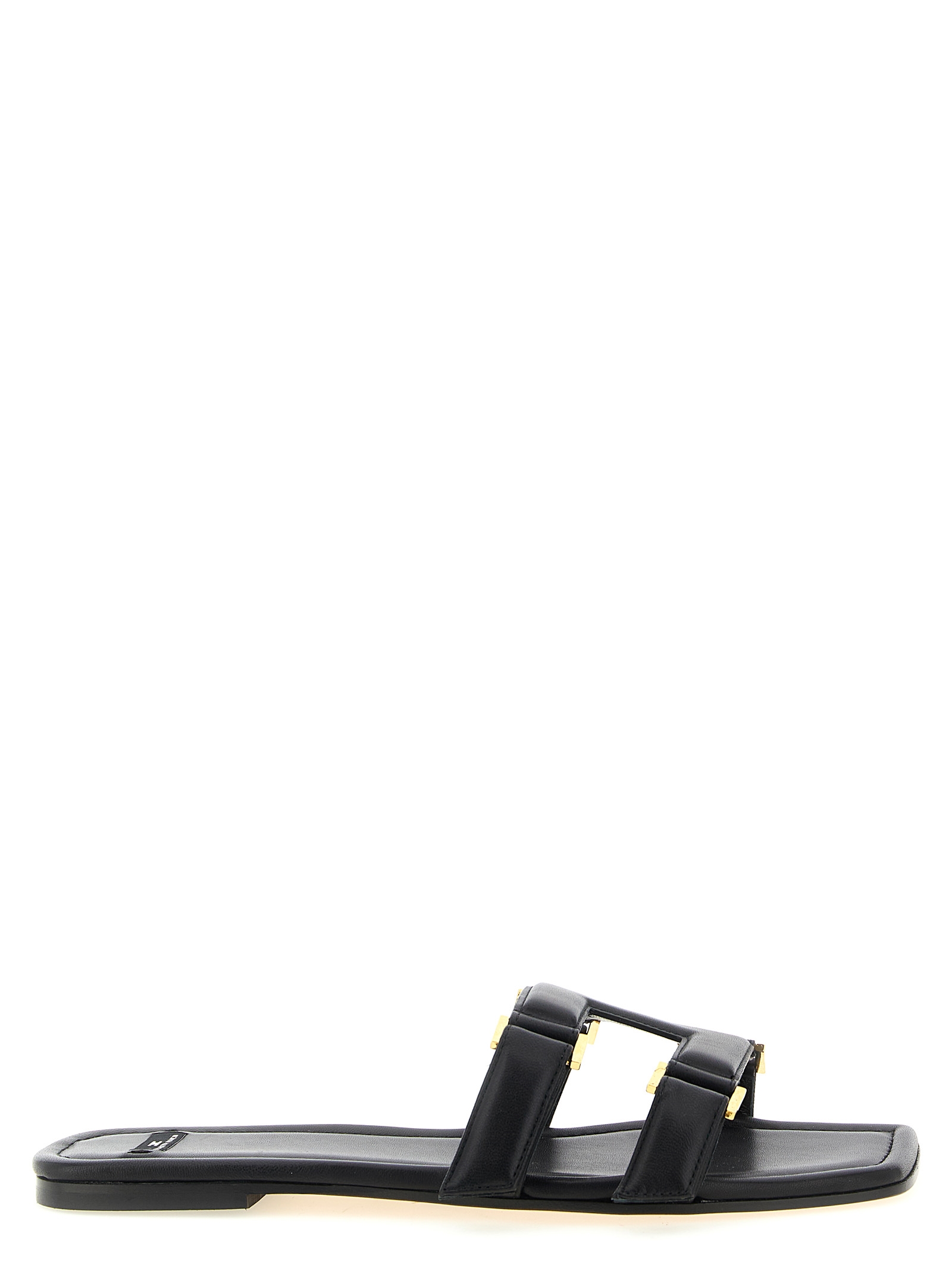 Black Lambskin Slides