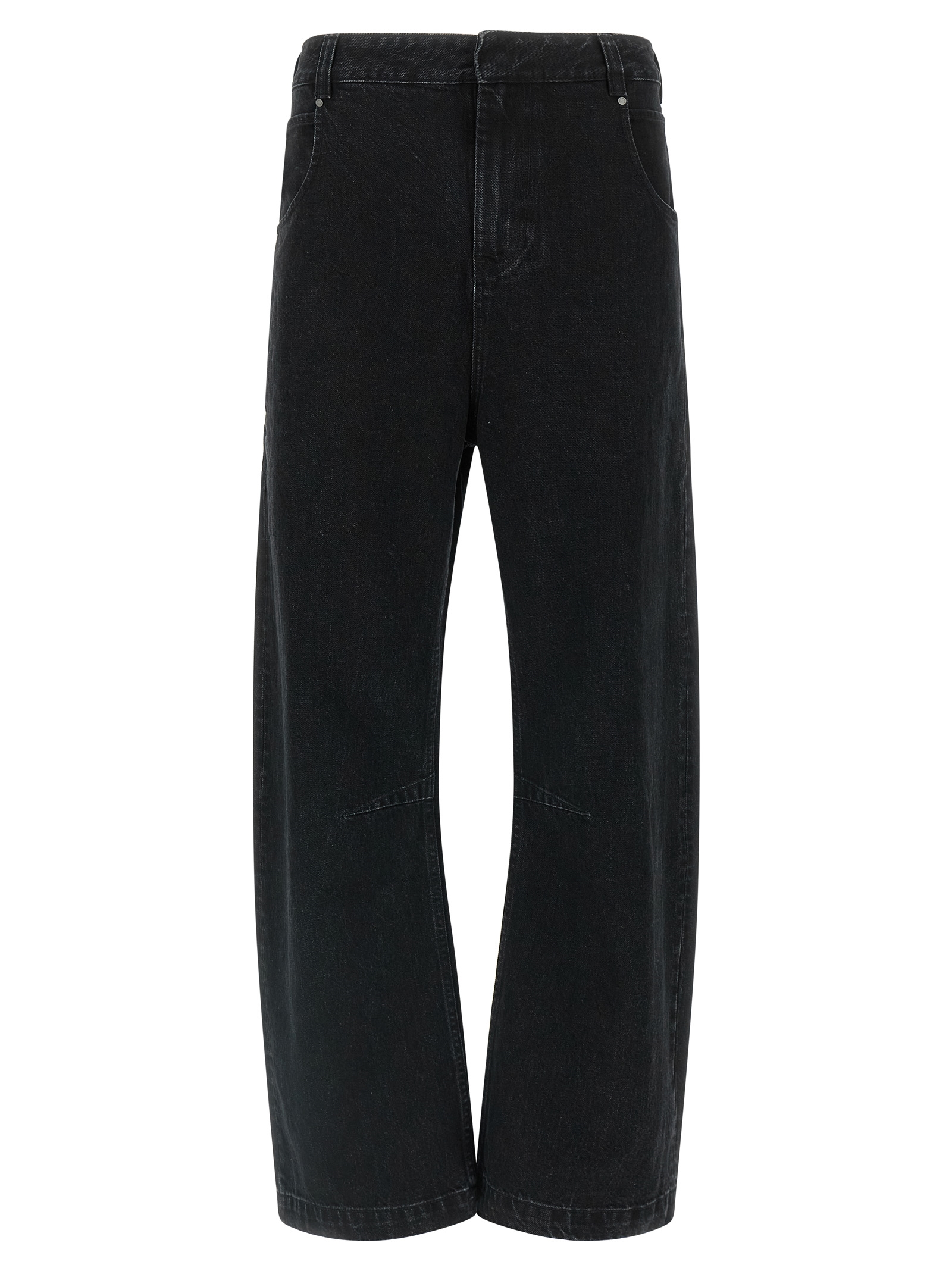 Black Cotton Straight-Leg Jeans