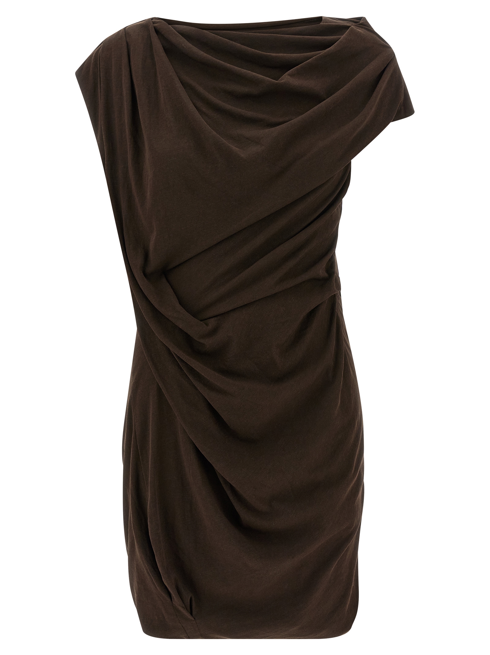 Brown Cotton Short Dress