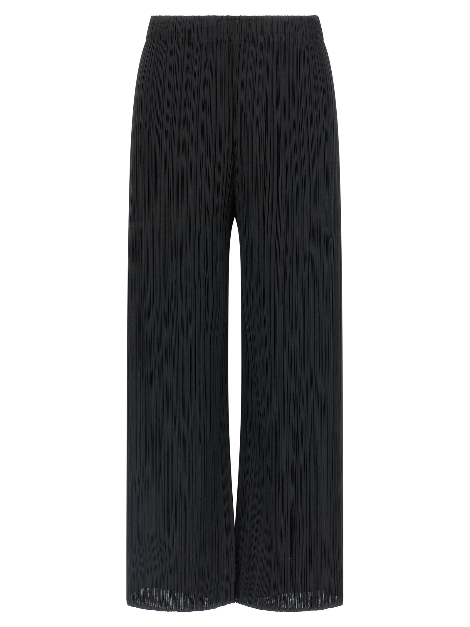 Black Polyester Casual Pants