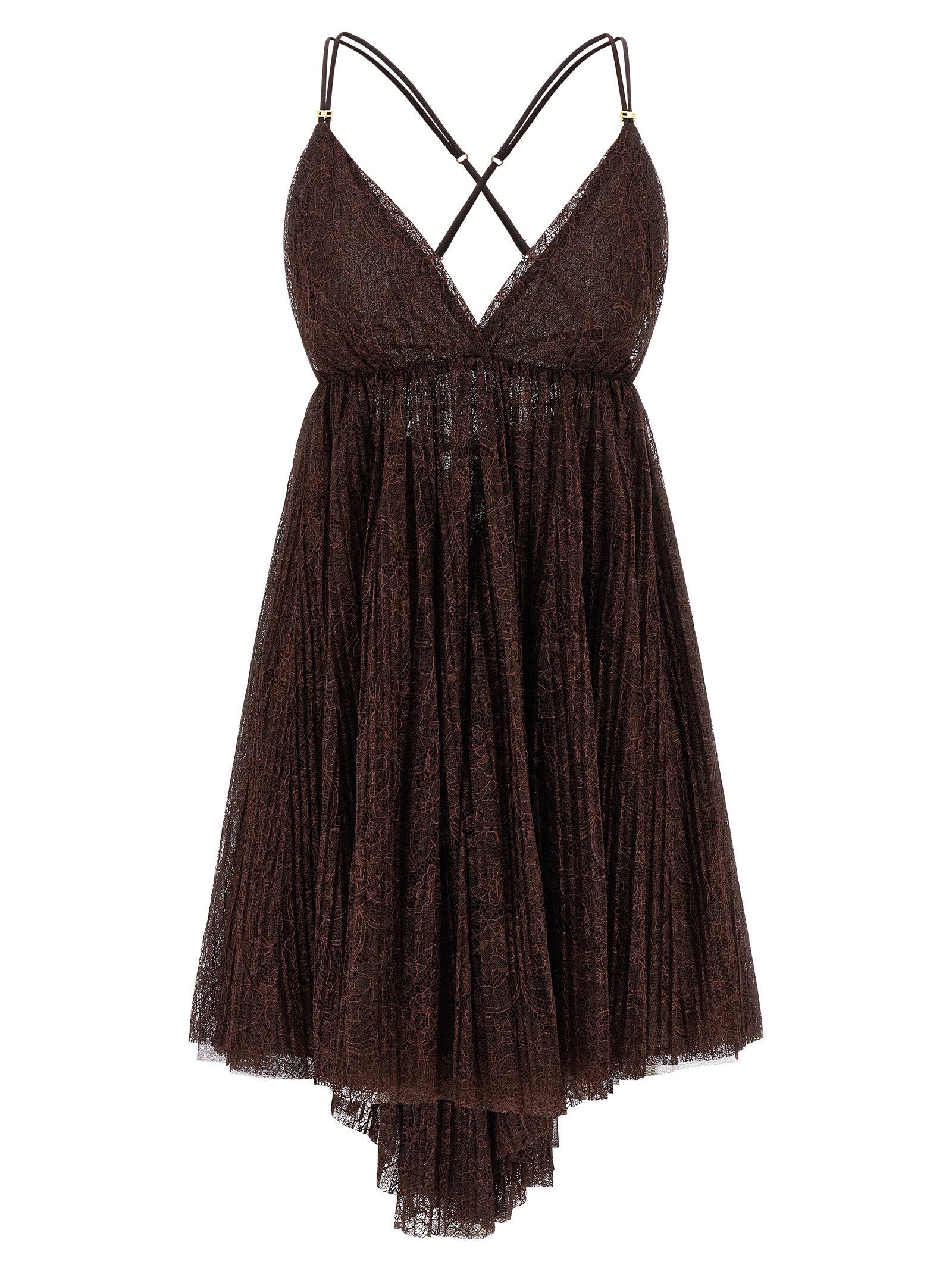 Brown Polyamide Short Dress