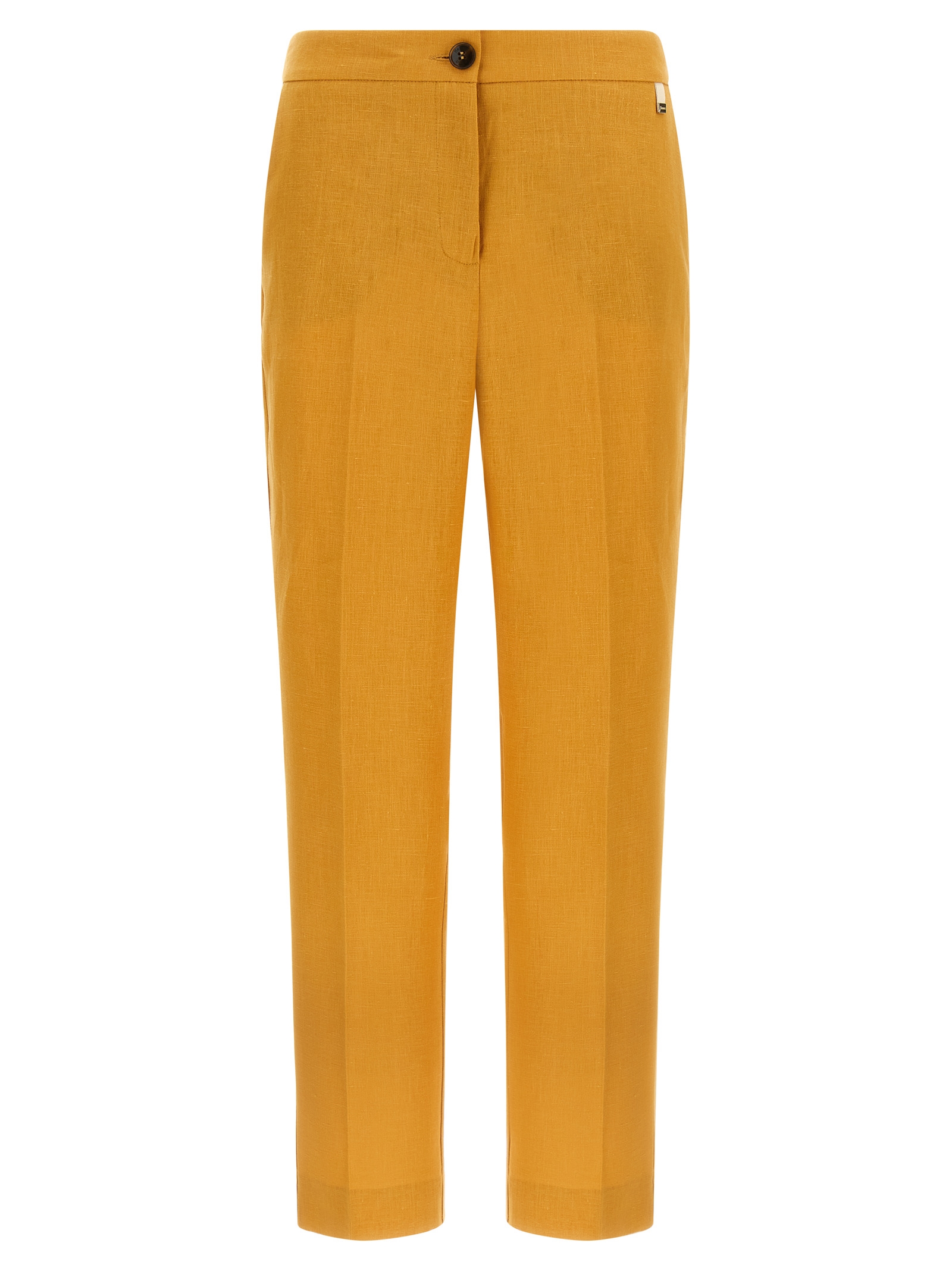 Orange Linen Casual Pants
