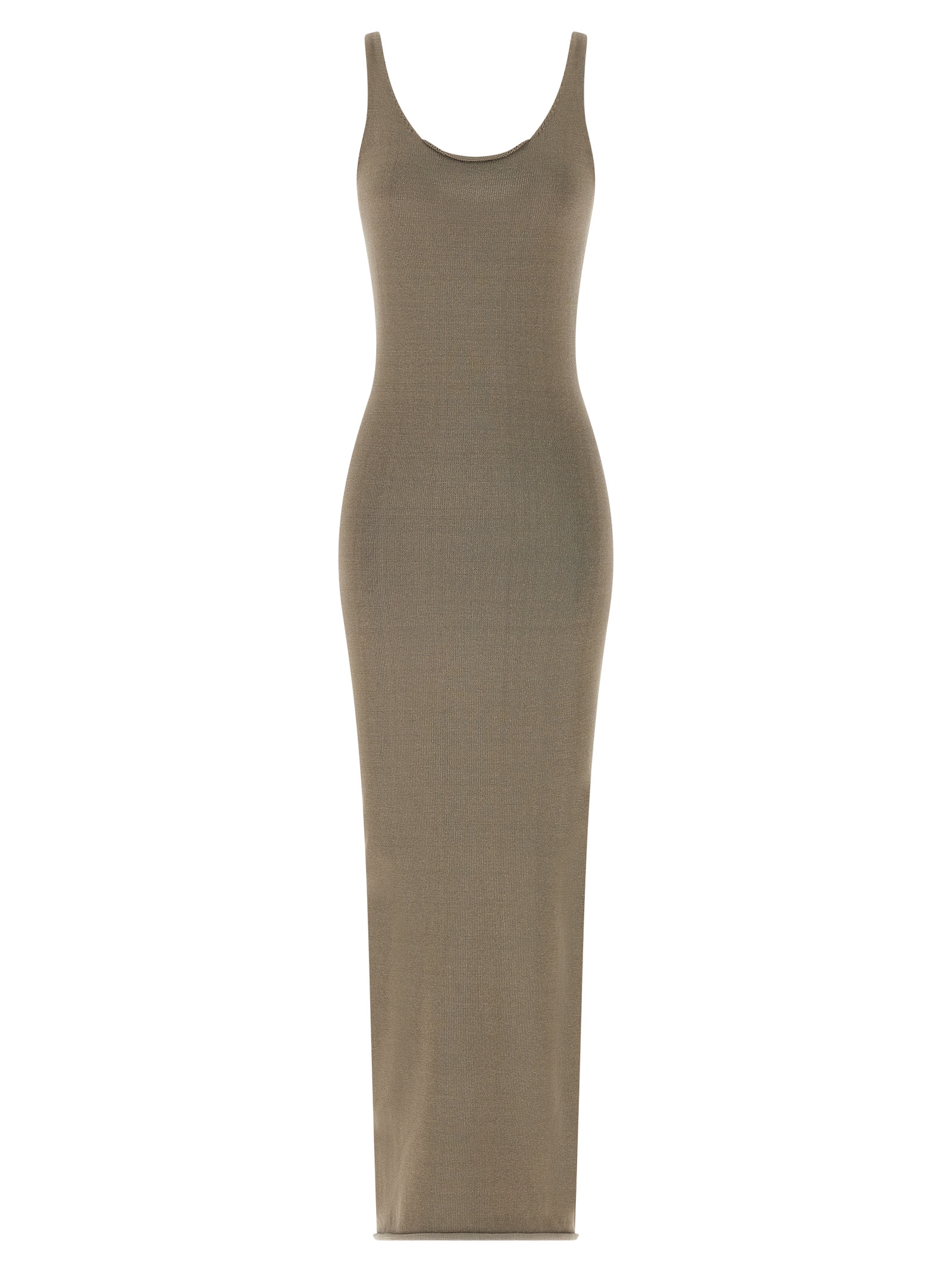 Beige Cotton Midi Dress