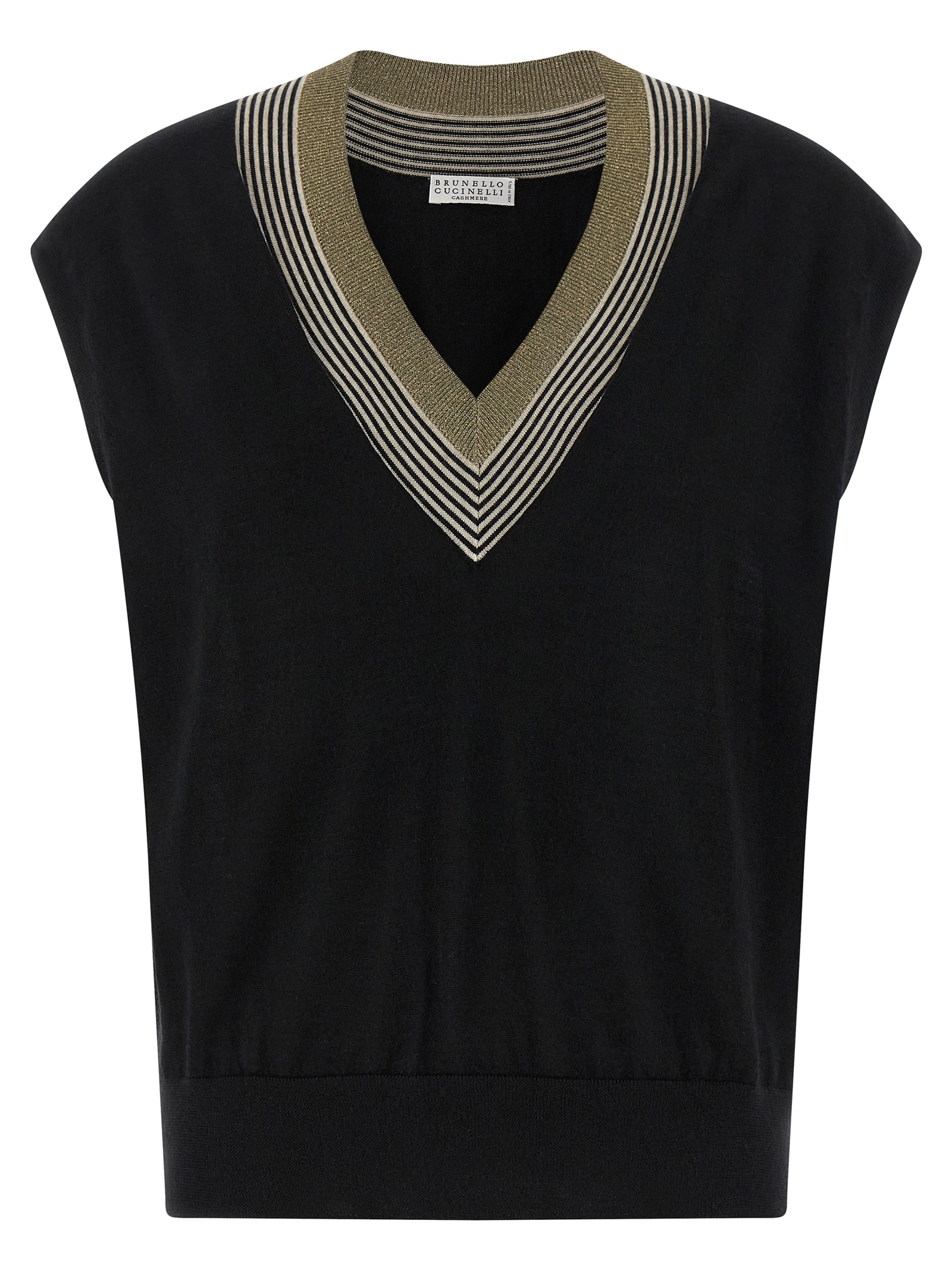 Black Cashmere Sleeveless Jacket