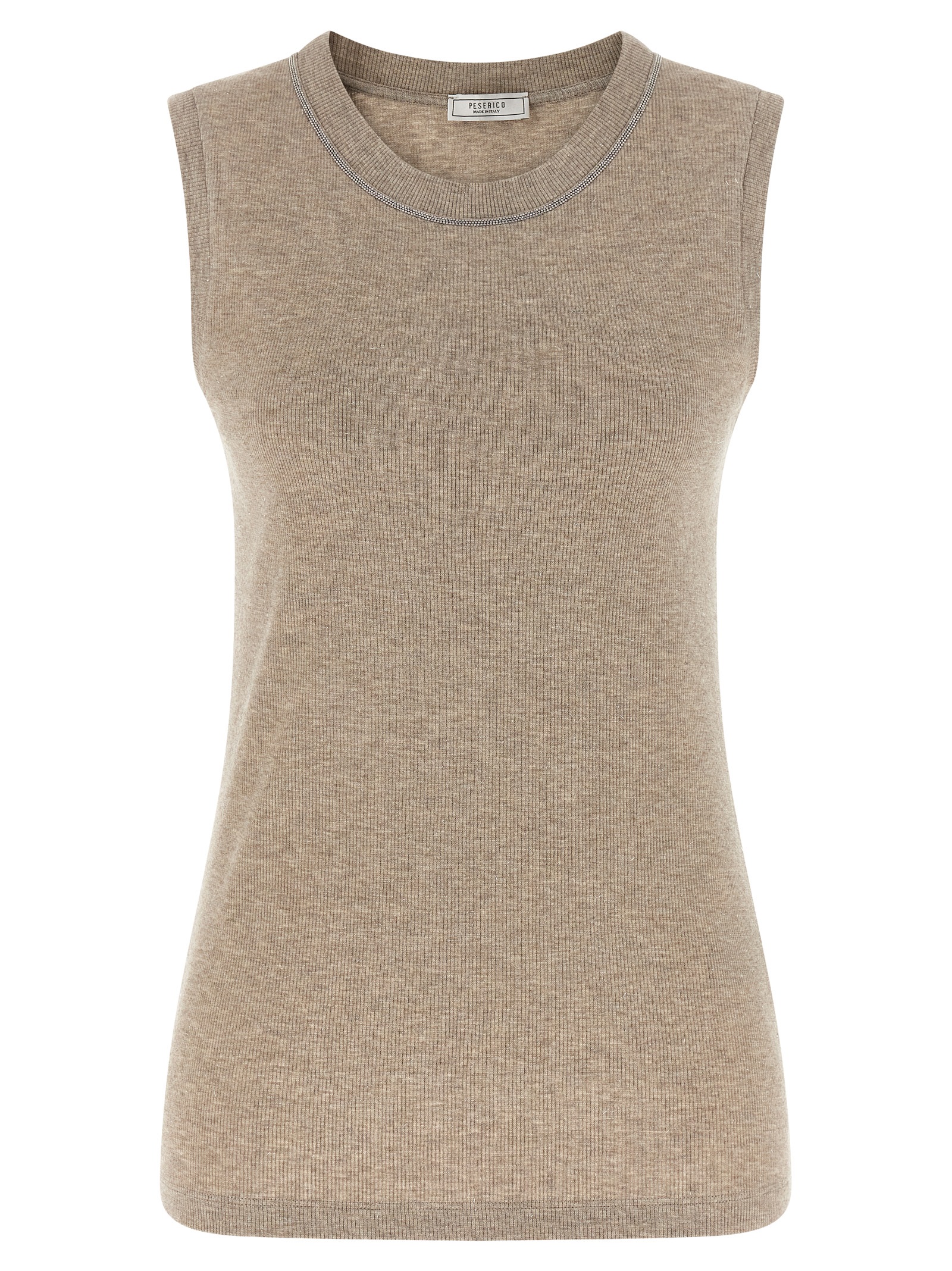 Beige Viscose Sleeveles T-Shirt