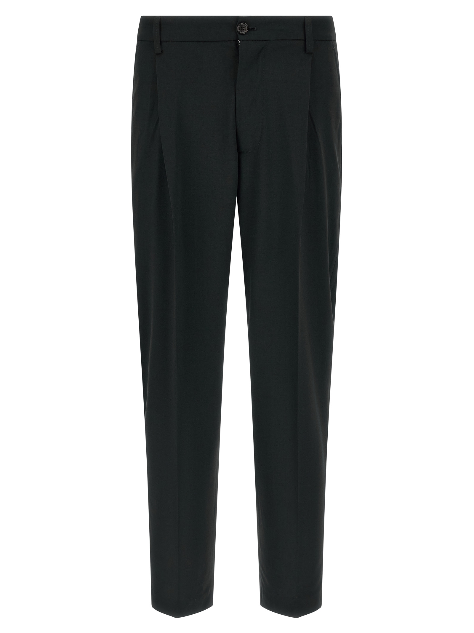 Black Polyester Casual Pants