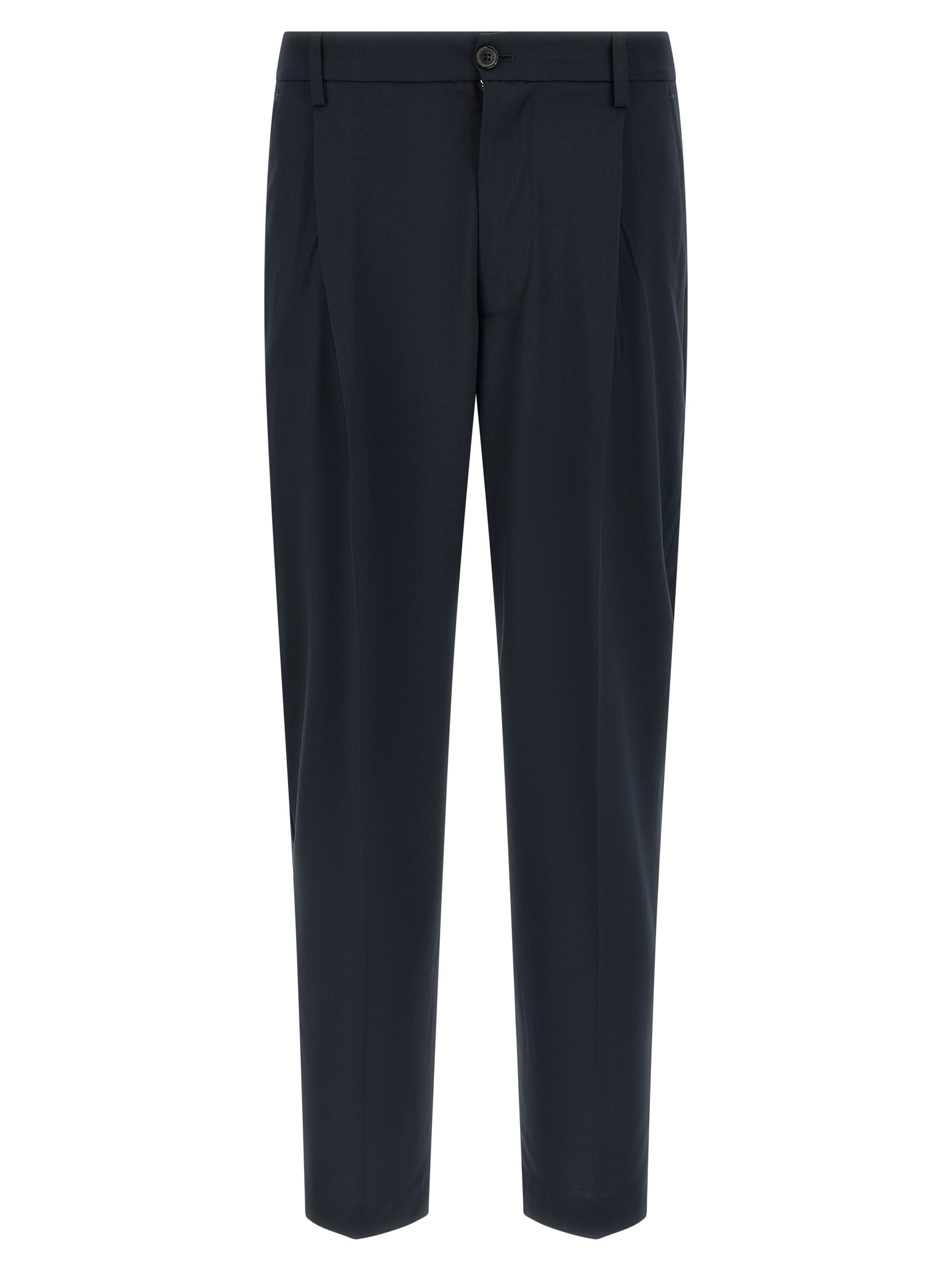 Blue Polyester Casual Pants