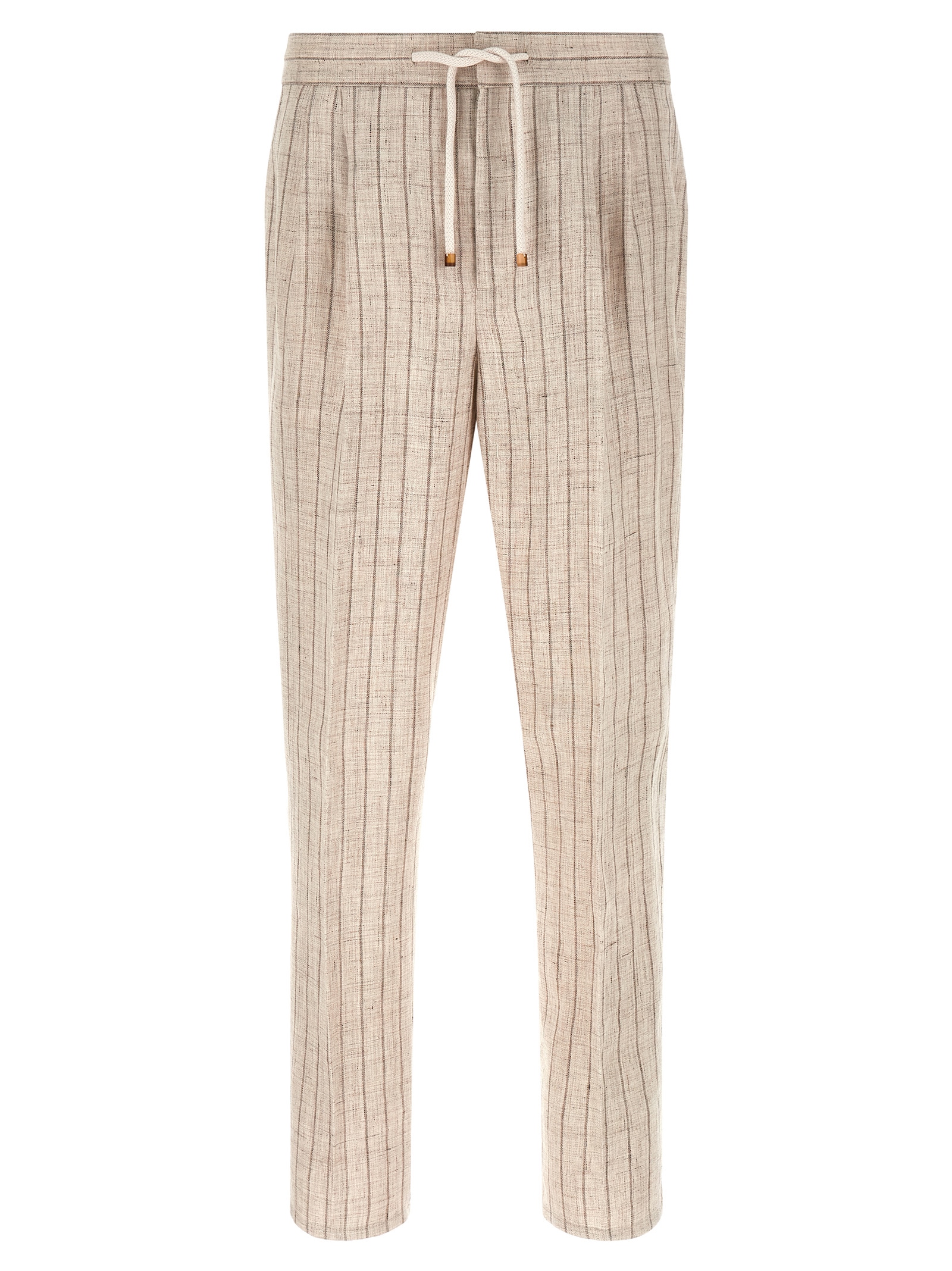 Beige Linen Casual Pants