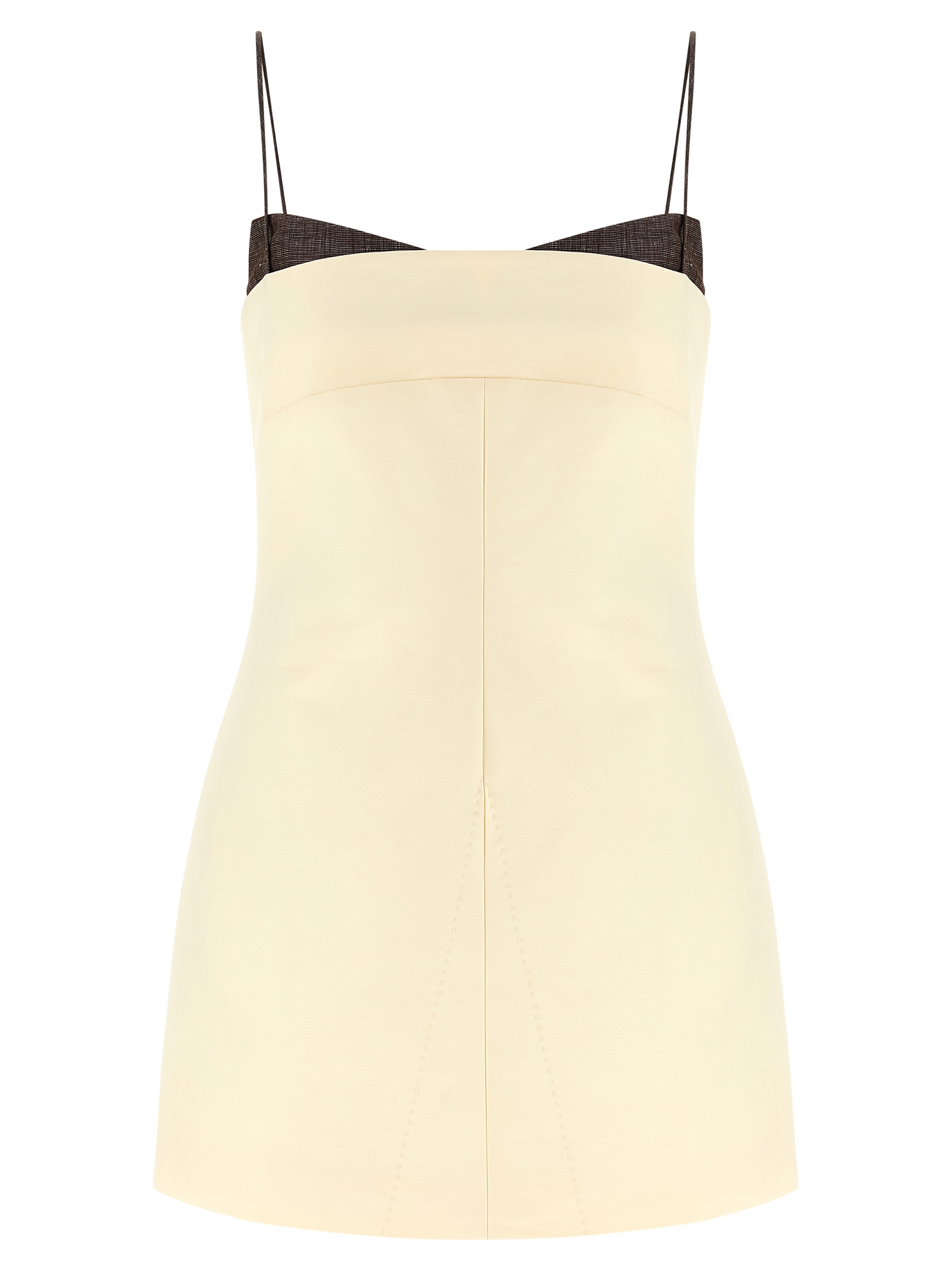 Beige Cotton Short Dress