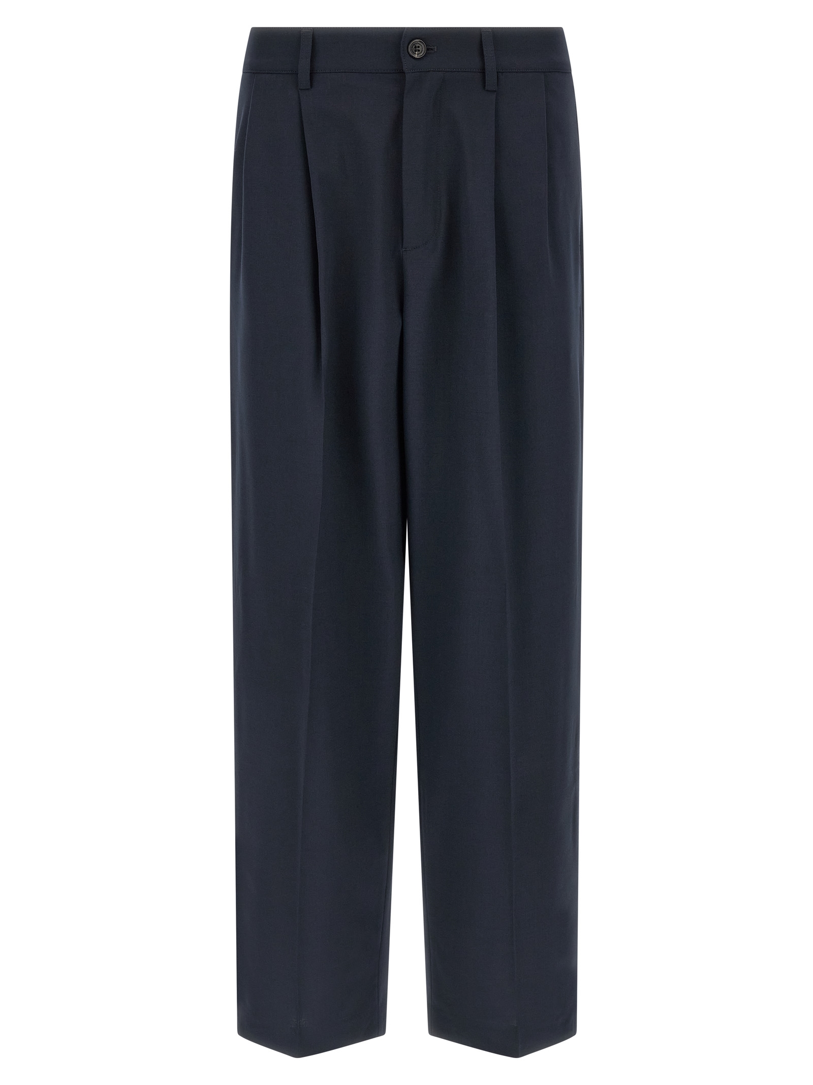 Blue Polyester Chino Pants