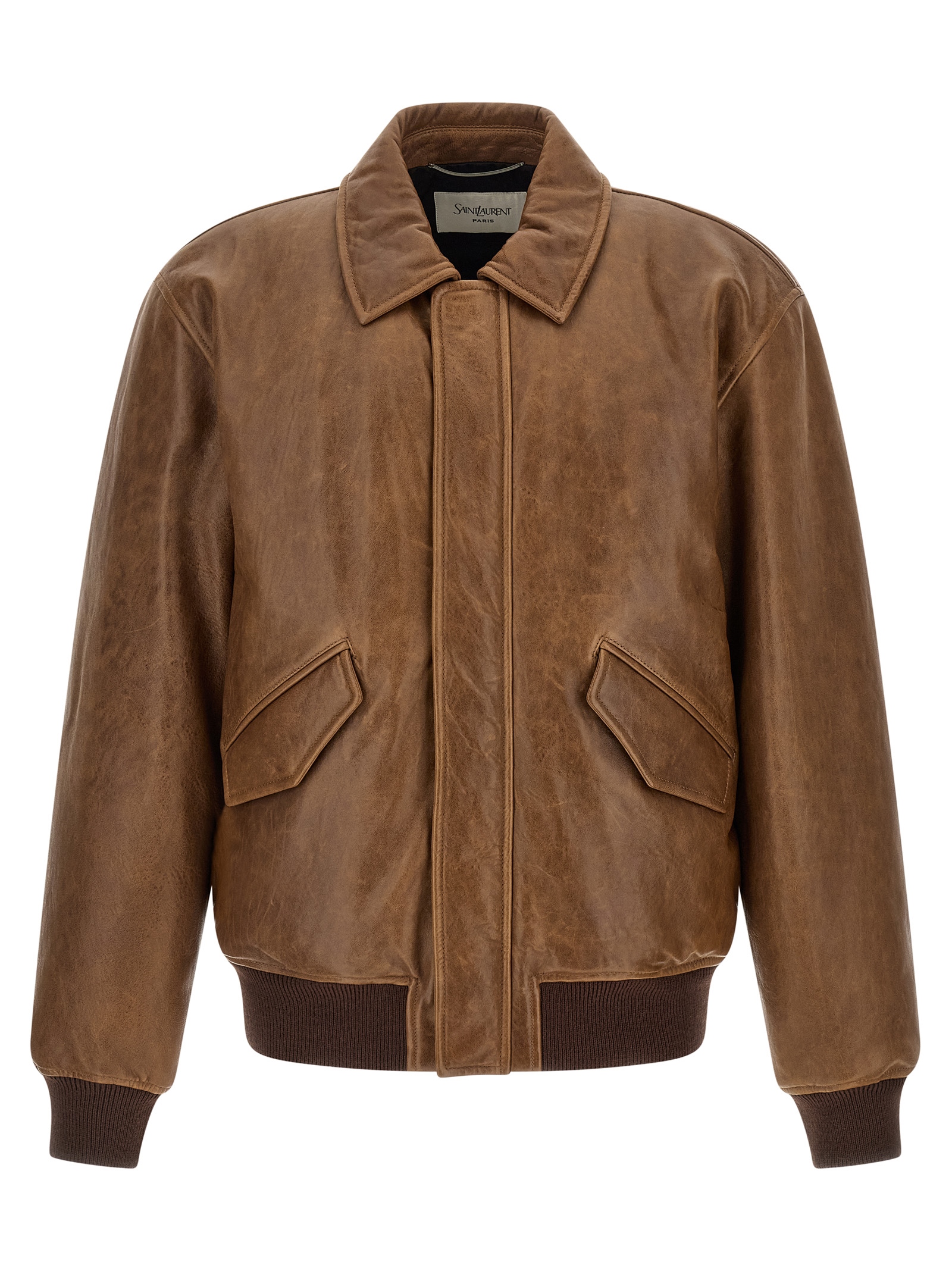 Saint Laurent Brown Lamb Leather Jacket Clothing - Men