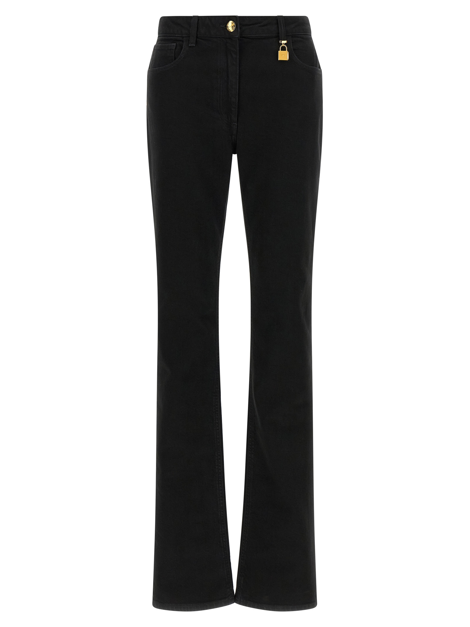 Black Cotton Flared Jeans